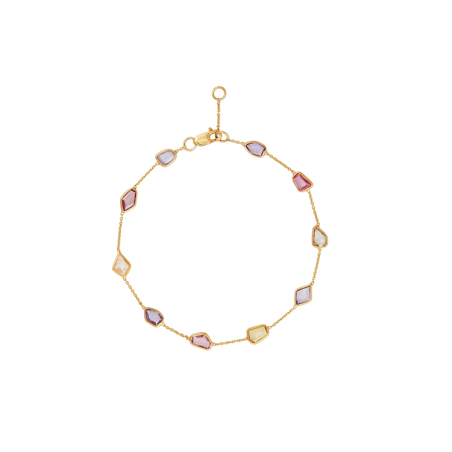 Mandy Multi-color Sapphire Geometric Section Bracelet In 14k