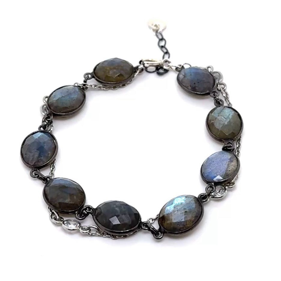 Big Sister Double Strands Silver Bracelet - Labradorite