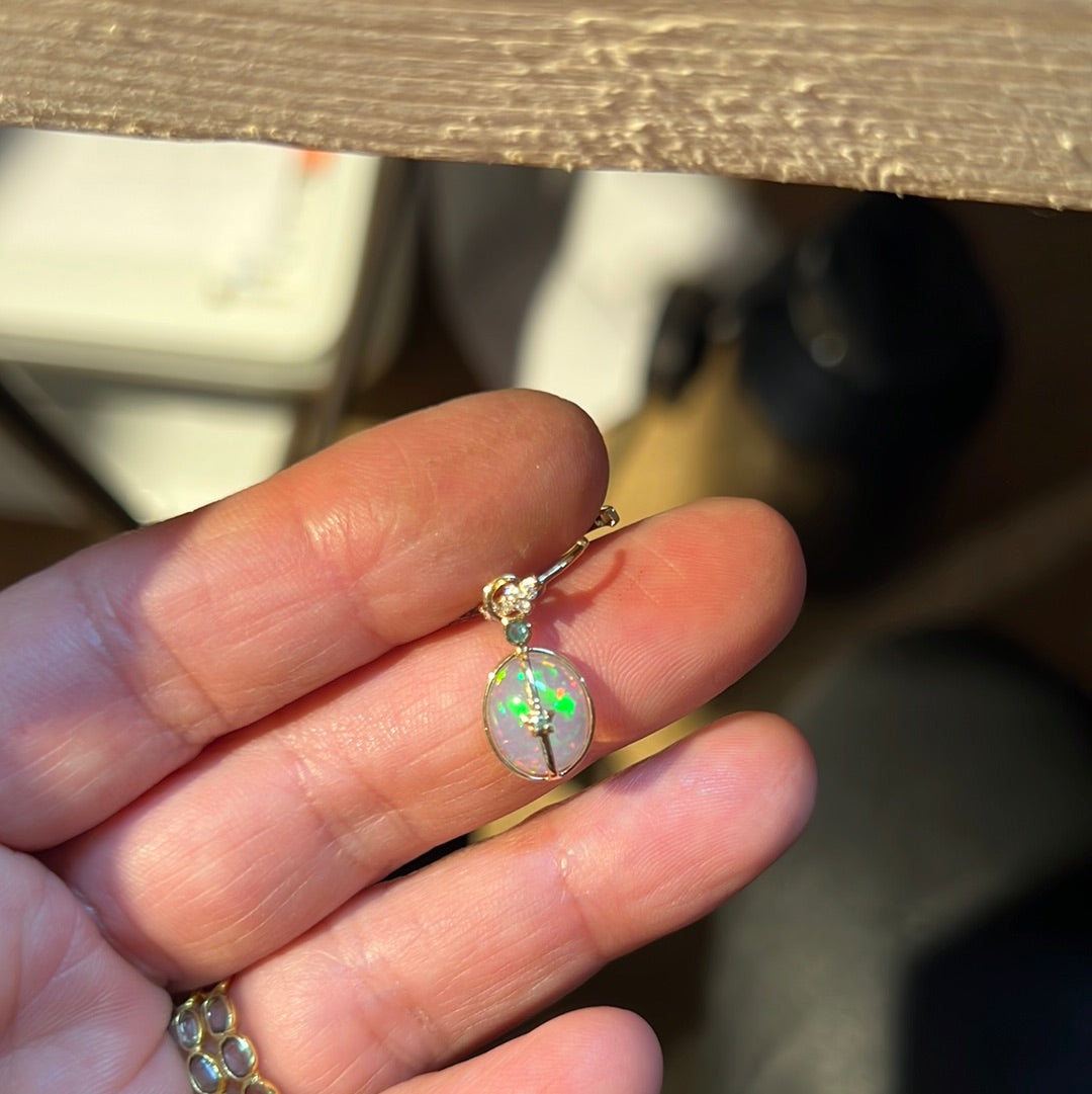 Opal hugger drops earrings