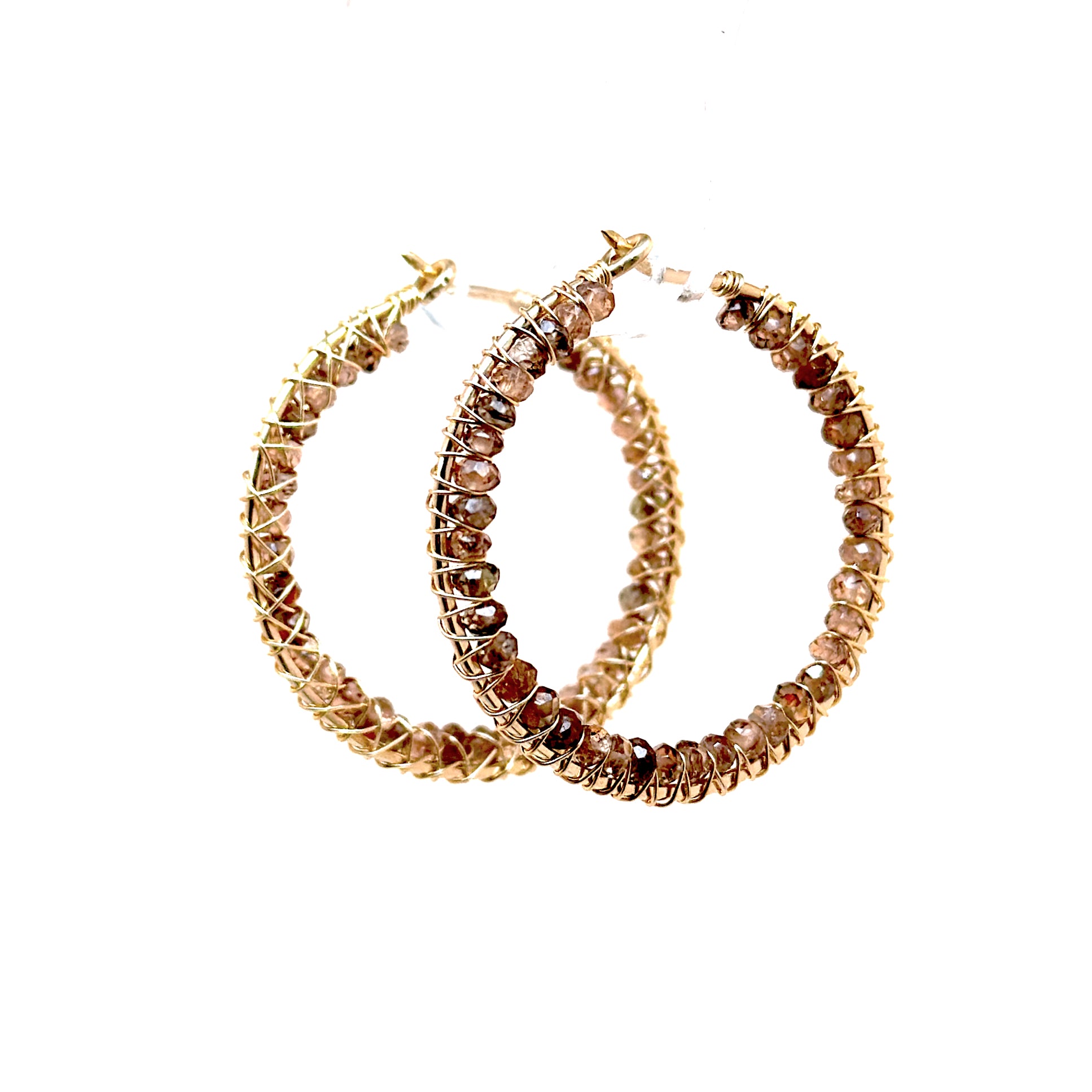 Inner Wrapped Gem Hoops-Andalusite