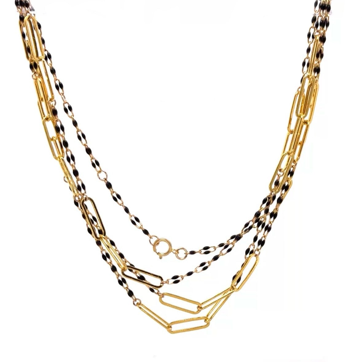 Enamel Double braid Turquoise Paperclip Long Necklace