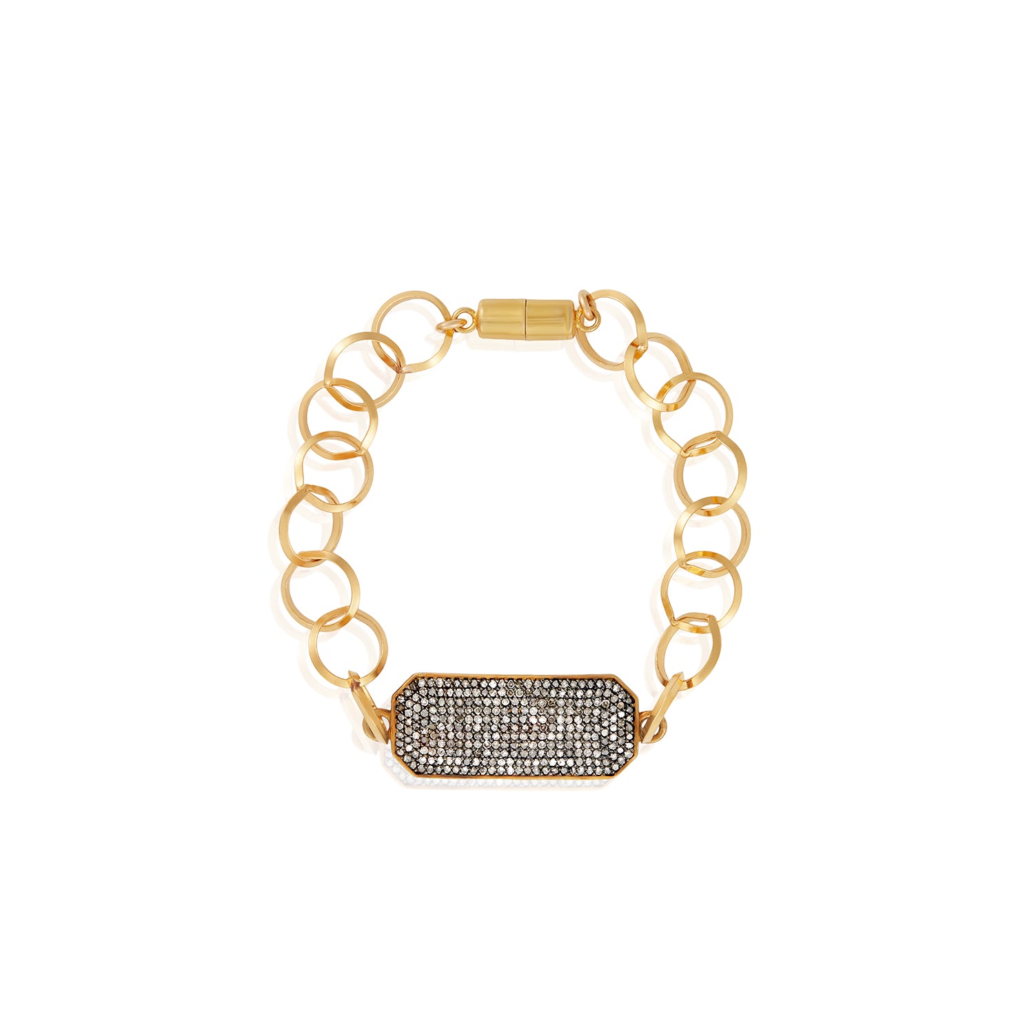 Pave Diamond Shield Circle Link Bracelet
