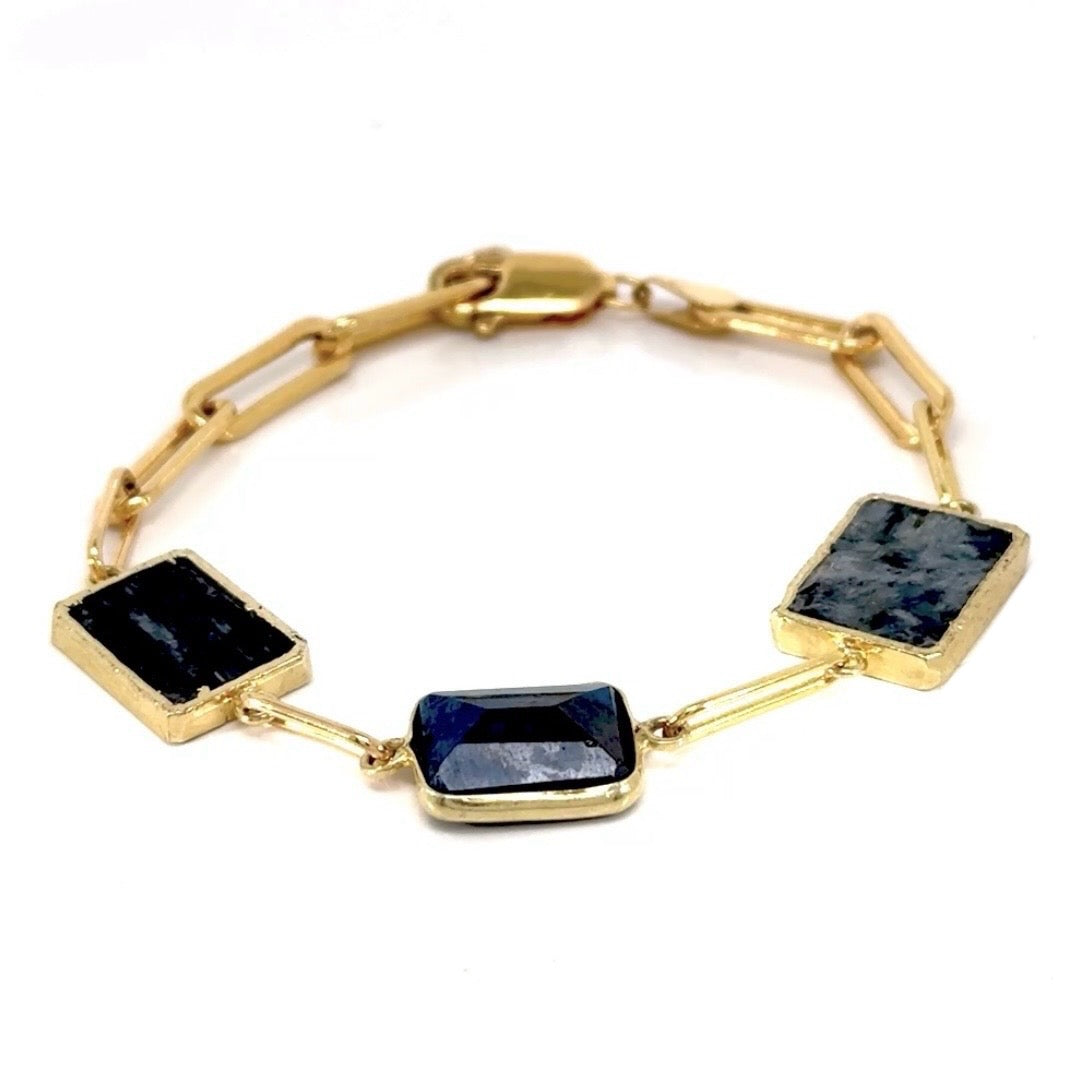 Avery Zoisite Kyanite Slice Paperclip Bracelet