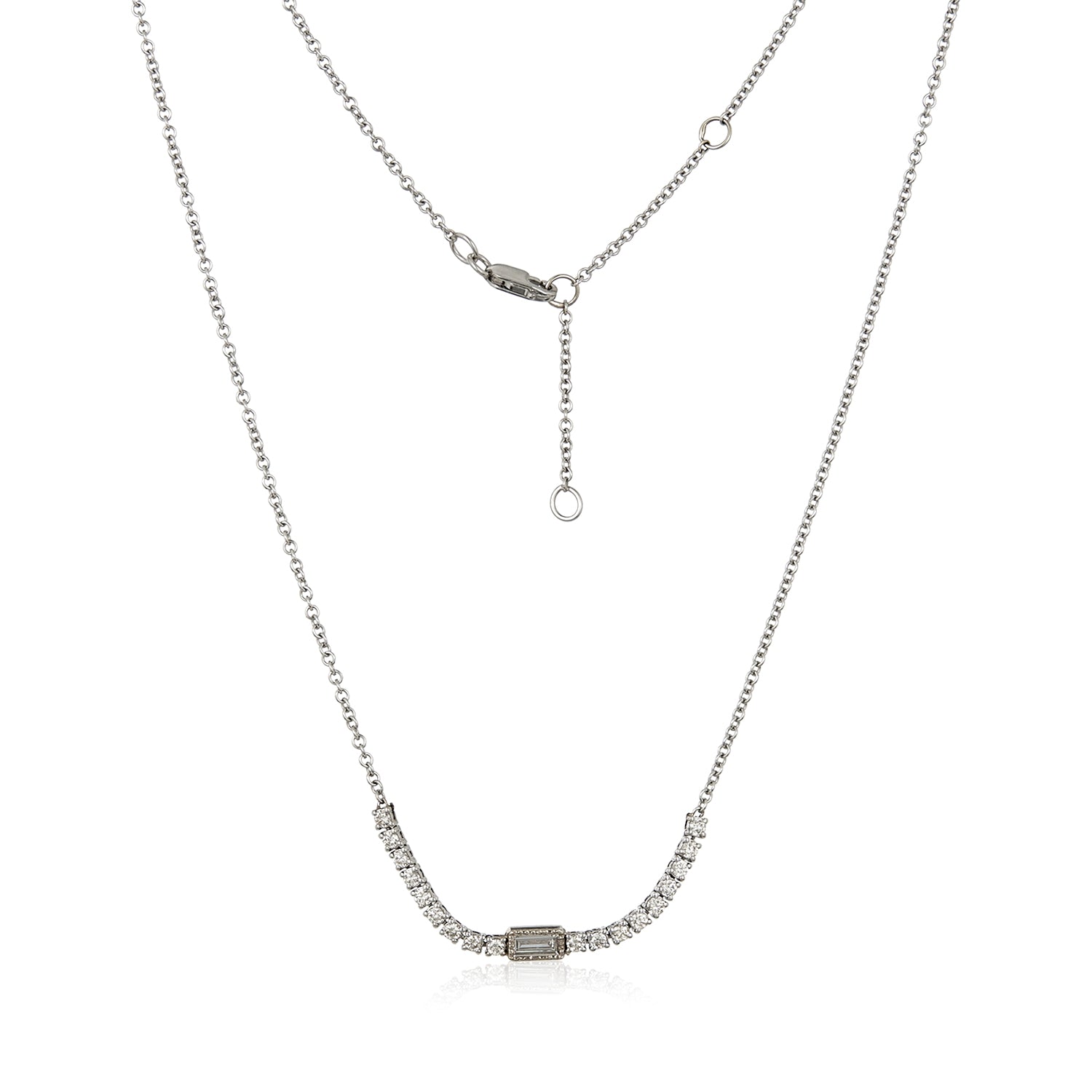Baguette Diamond Track Necklace in 1 4k