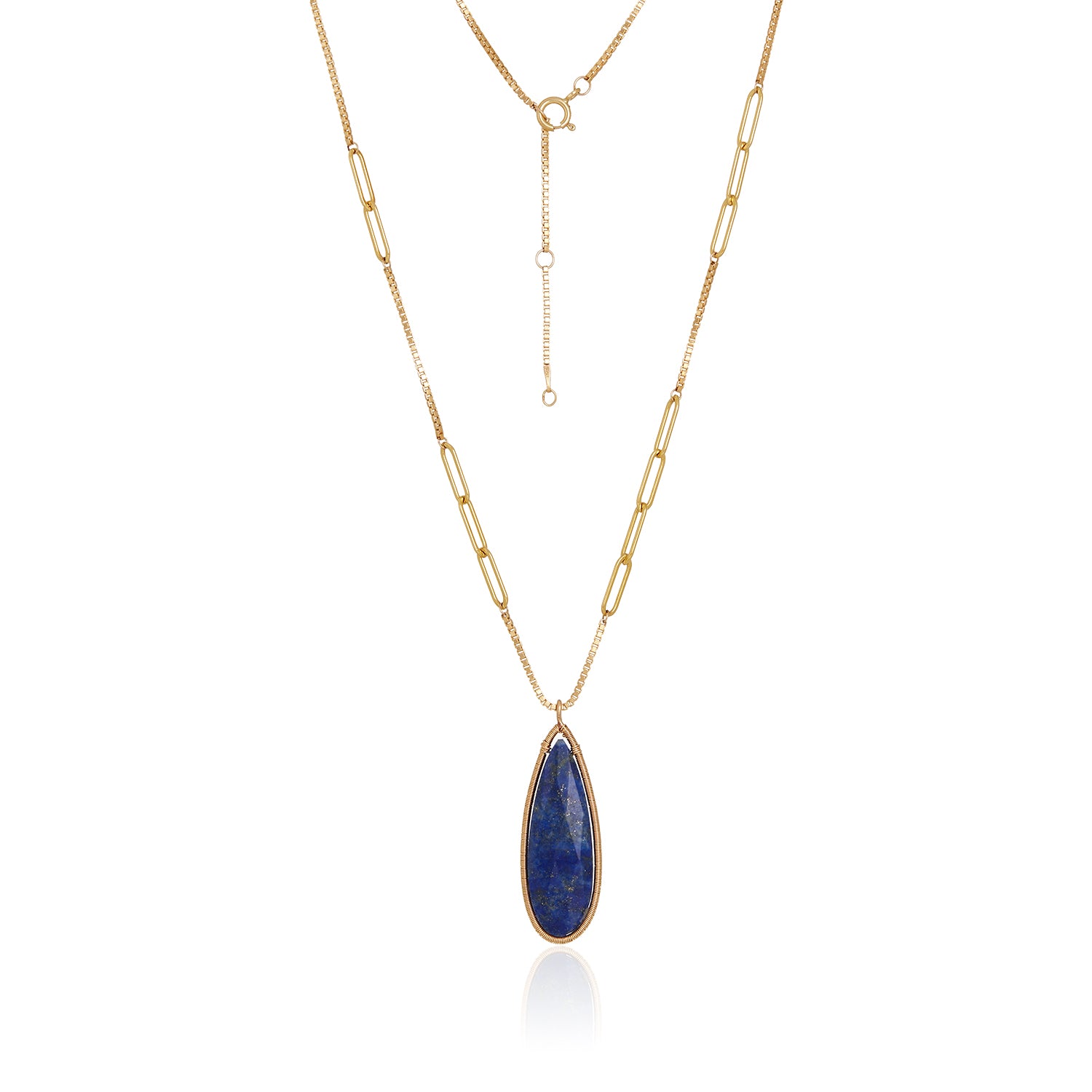 Splendid Gem Pendant Paperclip Long Necklace