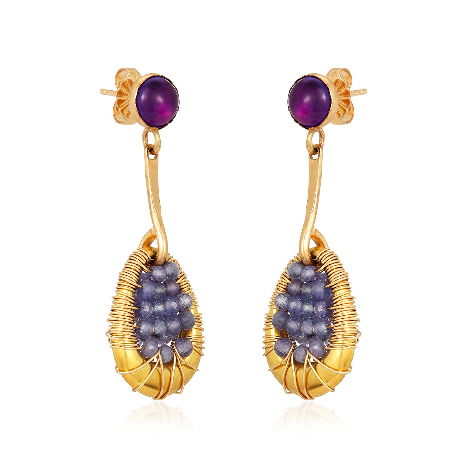Amethyst Nopa Tanzanite Drop Earrings