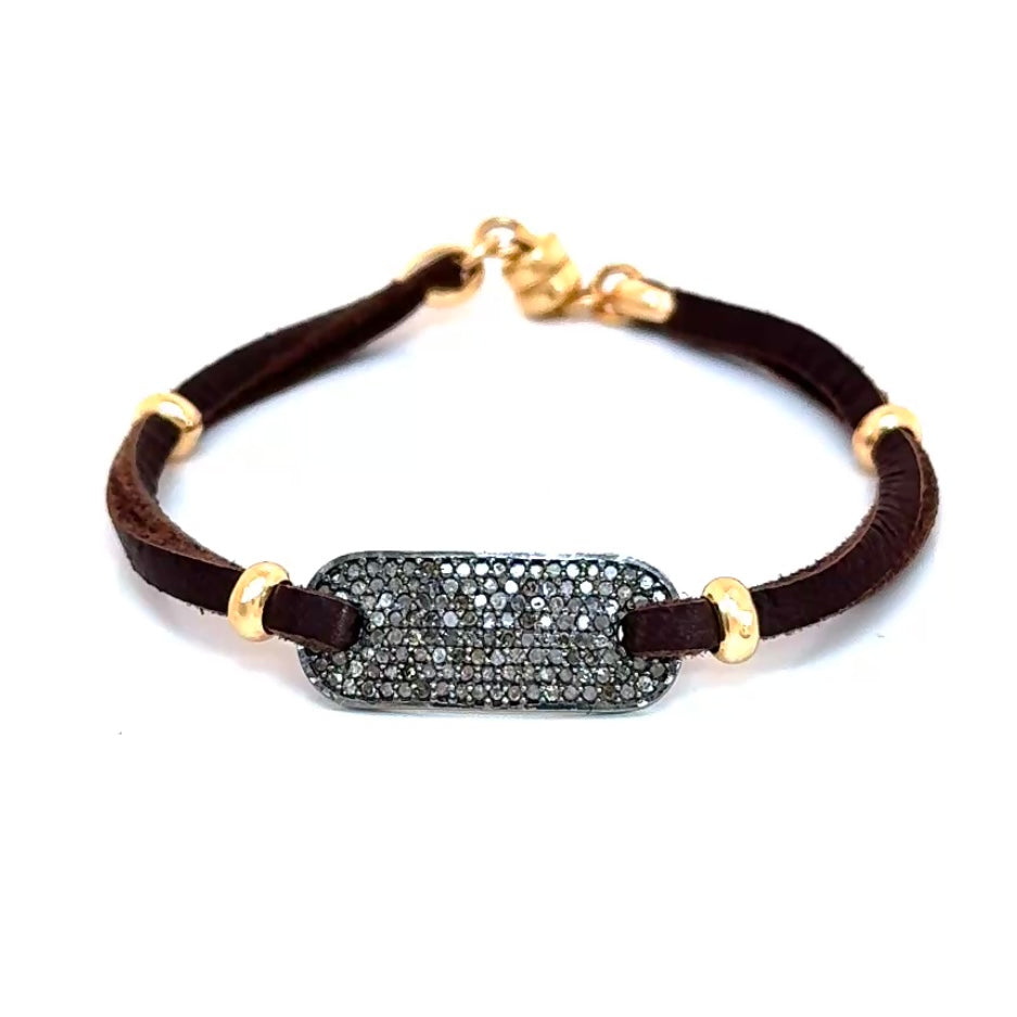 Diamond Shield Leather Bracelet II