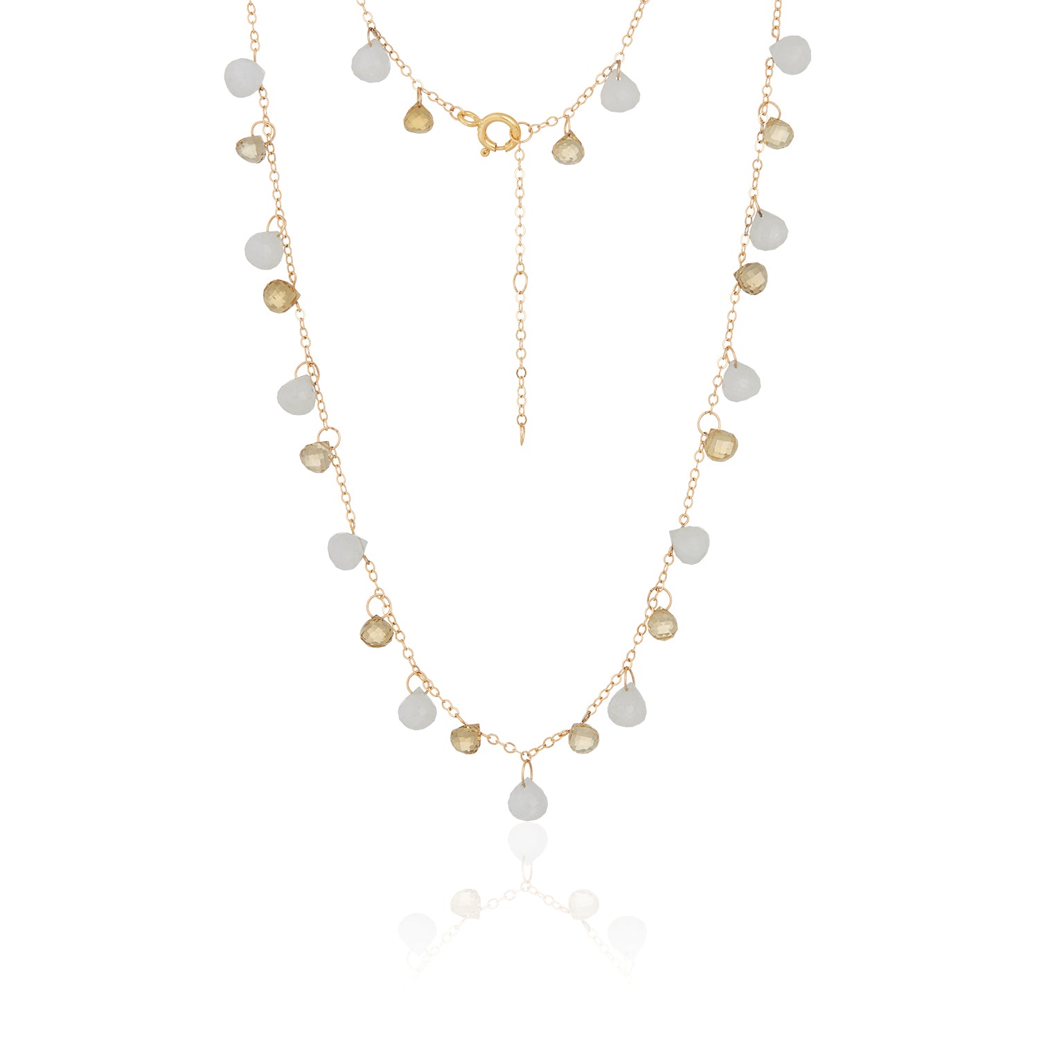 Moonstone Citrine Dangle Necklace