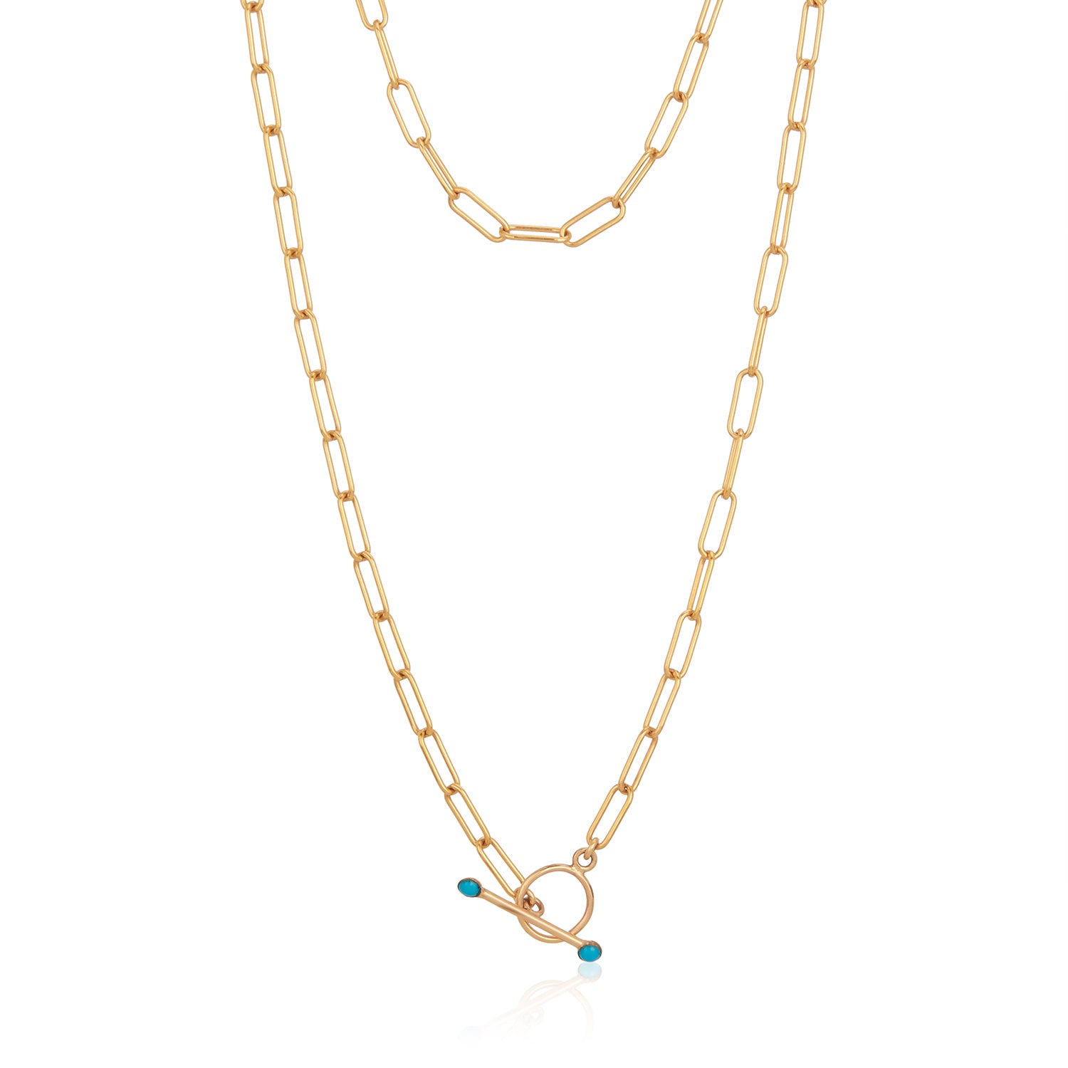 Turquoise Toggle Paperclip necklace