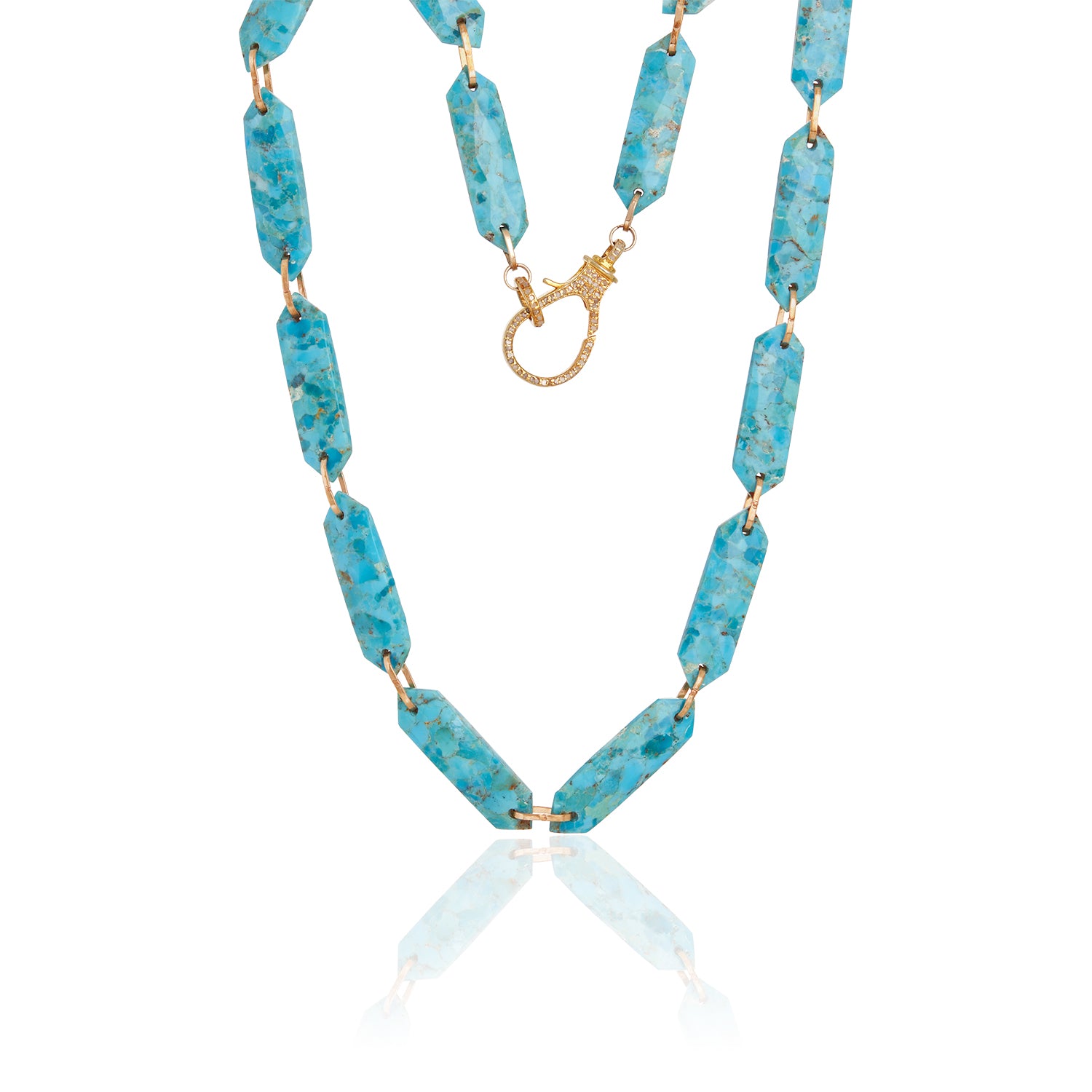 Turquoise Slice Diamond Lock Necklace