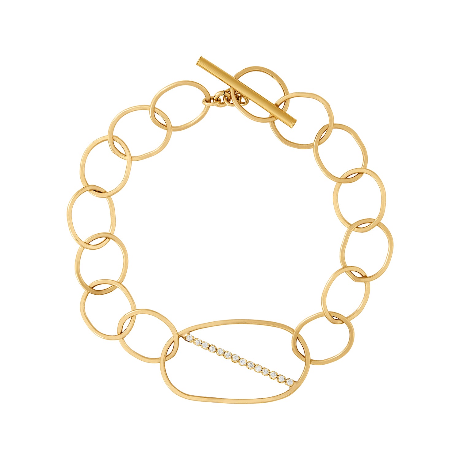 Circle Link Diamond Bar Bracelet