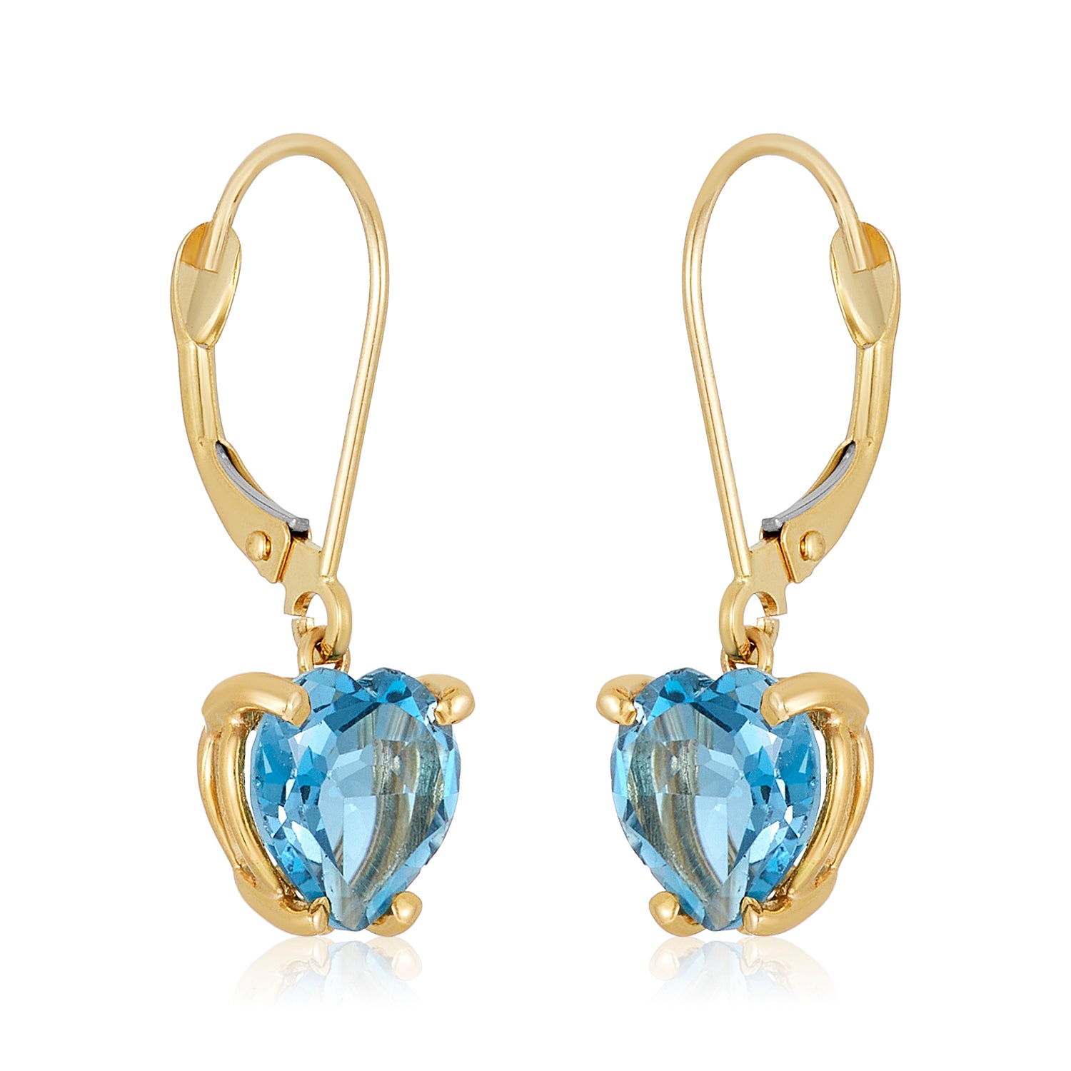 Hearty London Blue Earrings with Lever back in 14k