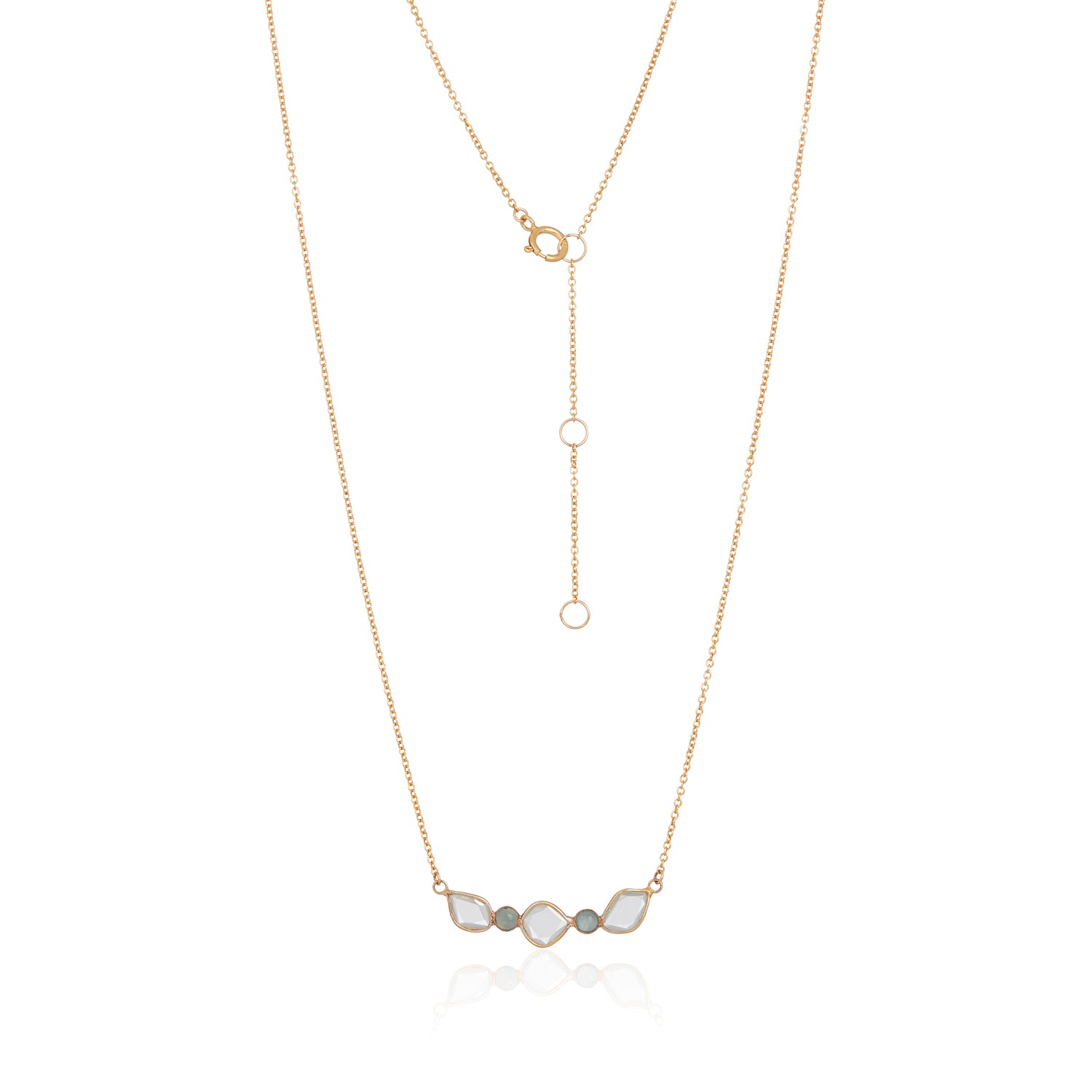 Moissanite and Aquamarine Row Necklace