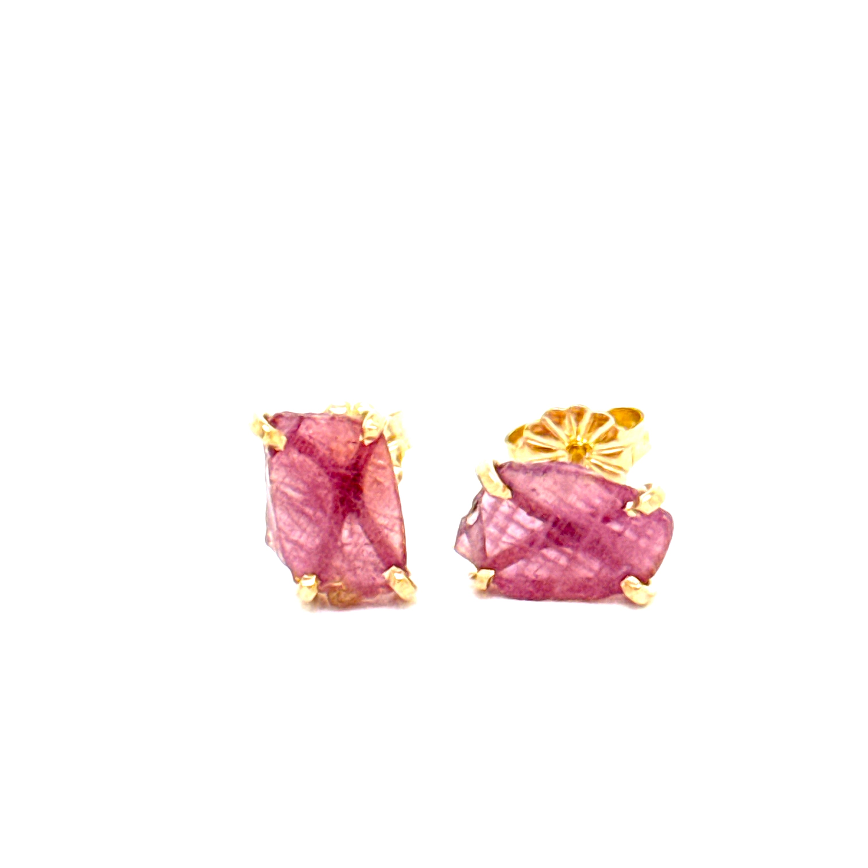 Pink Slice Sapphire Studs