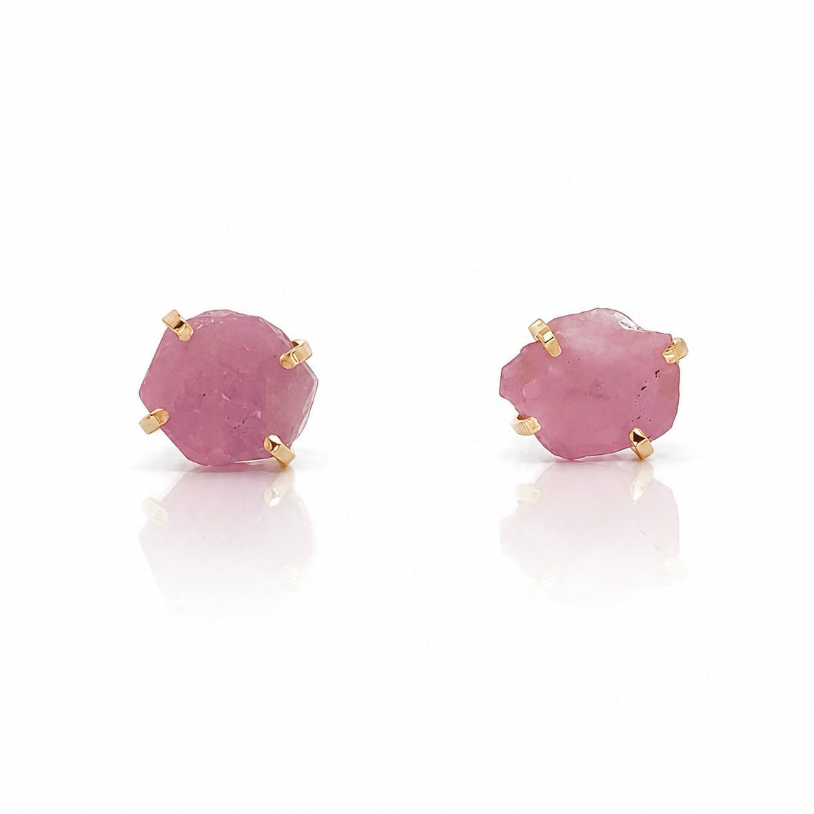 Pink Slice Sapphire Studs