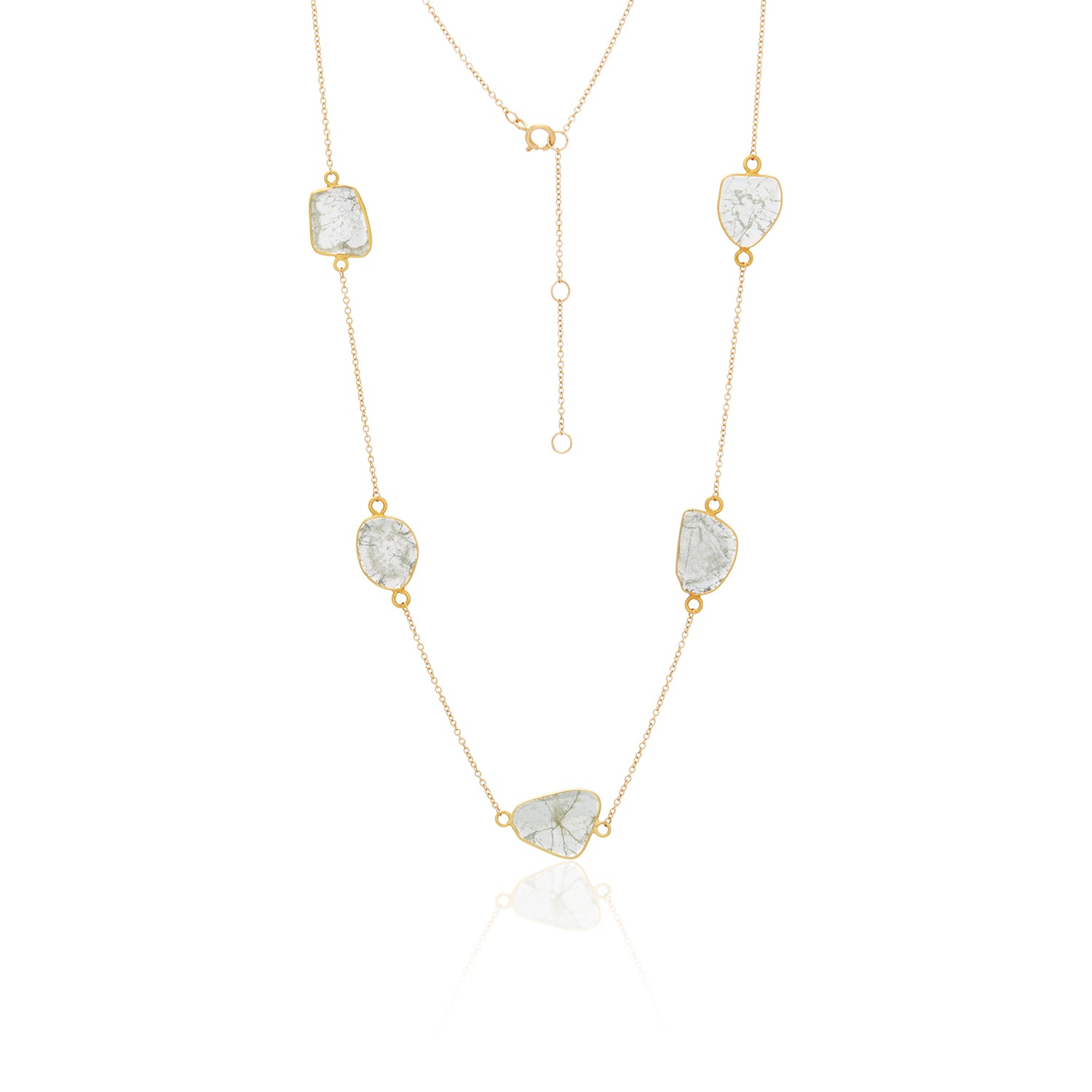 Large Diamond Slice Sectioned Necklace In 18k