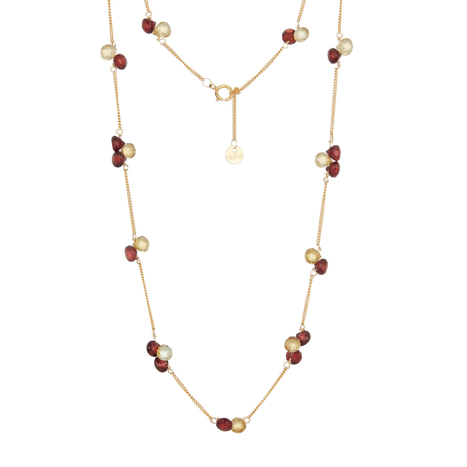 Garnet Citrine Cluster Section Necklace