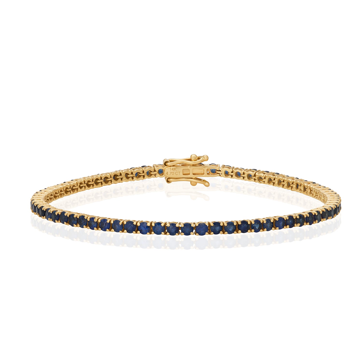 Blue Sapphire Tennis Bracelet In 14k Yellow Gold