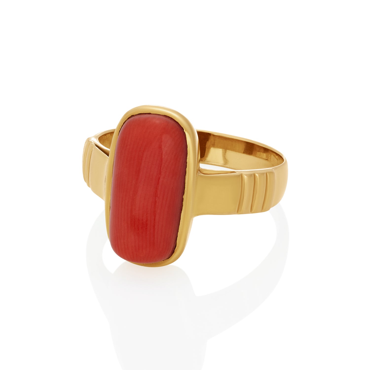 Coral Bold Gold Ring 18k