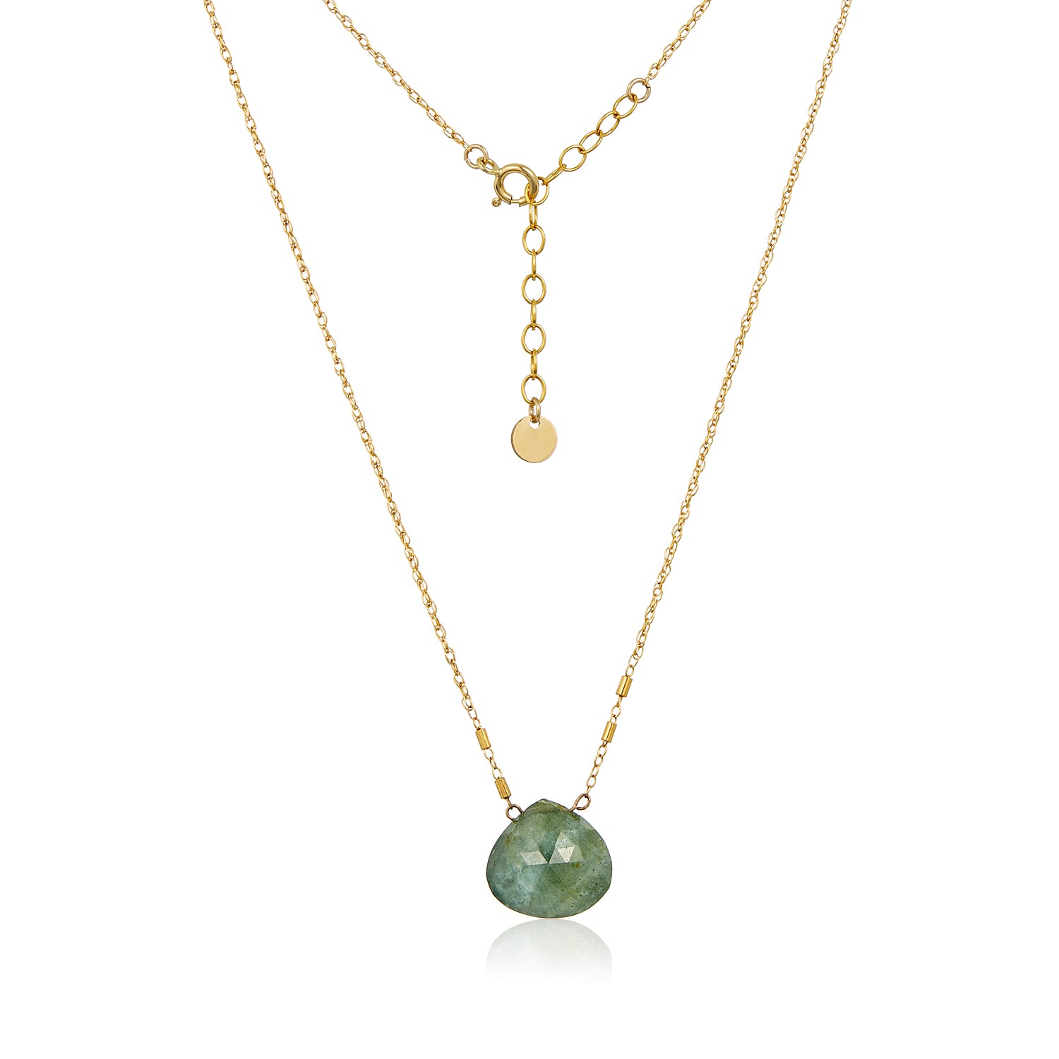 Pear-shaped Moss Aquamarine Pendant Necklace