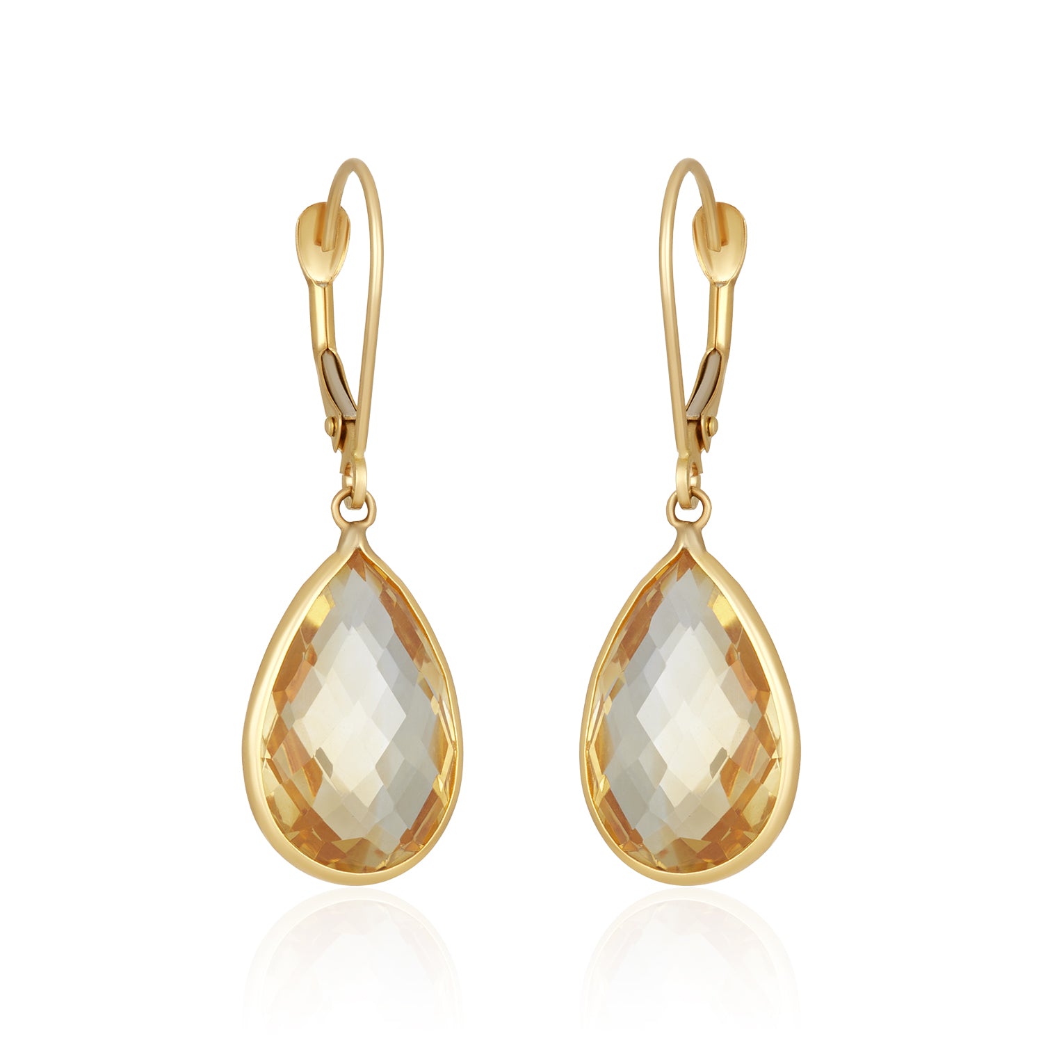 Citrine Lever Back Earrings In 14k