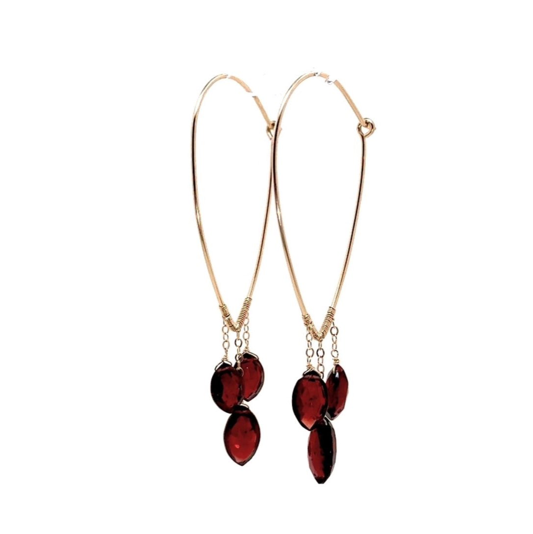 V Bar Trio Leaves Drop Earrings