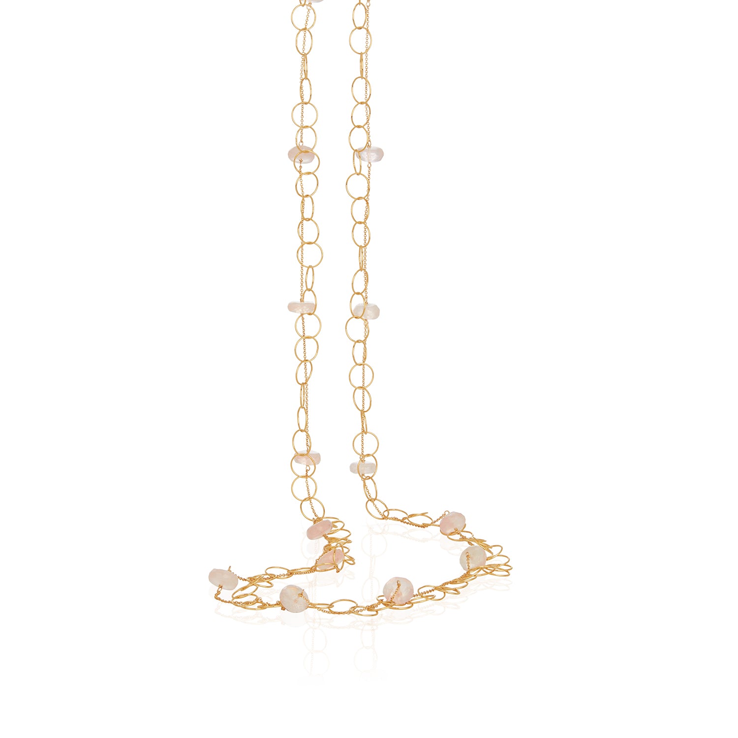 Gem Circle-linked Long Necklace
