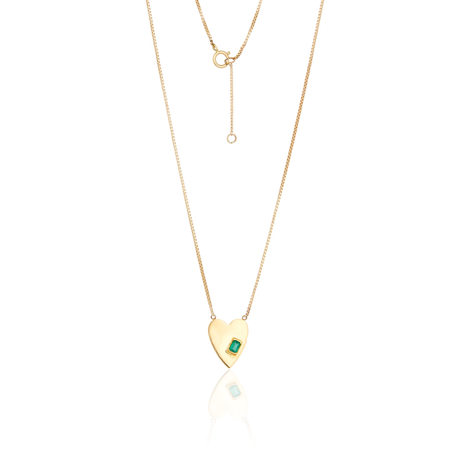 Emerald Golden Heart Pendant Necklace in 14k