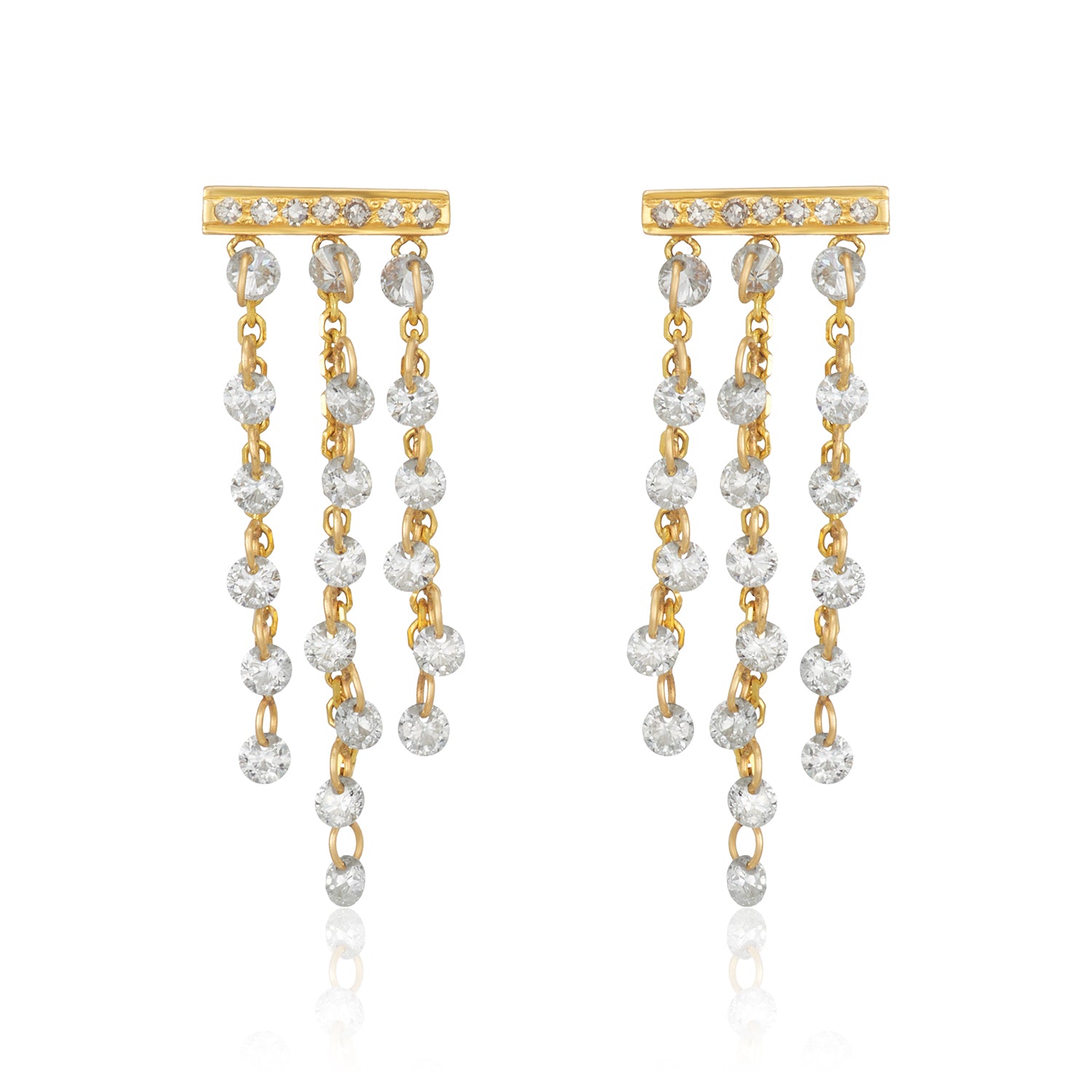 Lab-grown Diamond Waterfall Dangly Posts Earrings