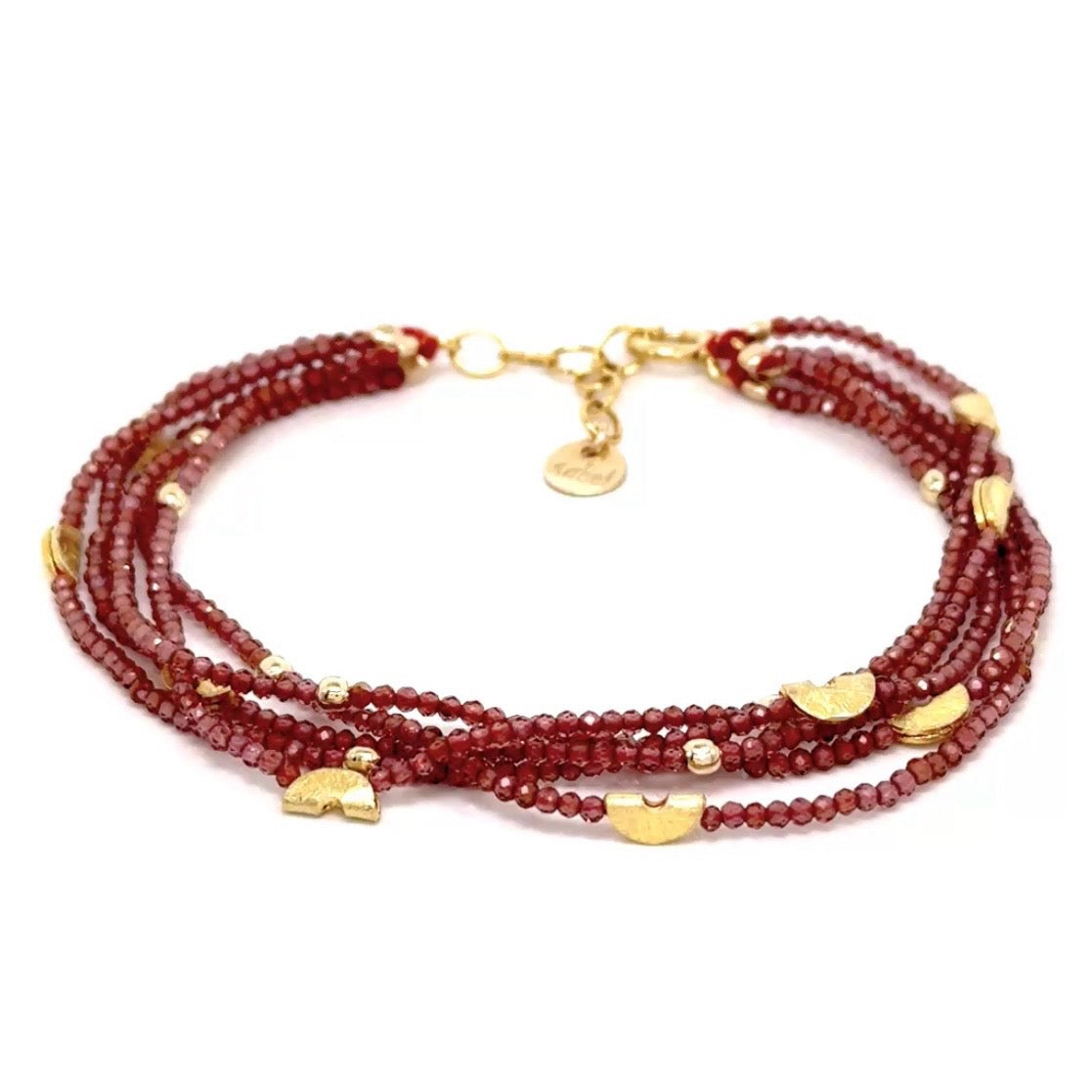Half Moon Multi Strand Bracelet-Garnet