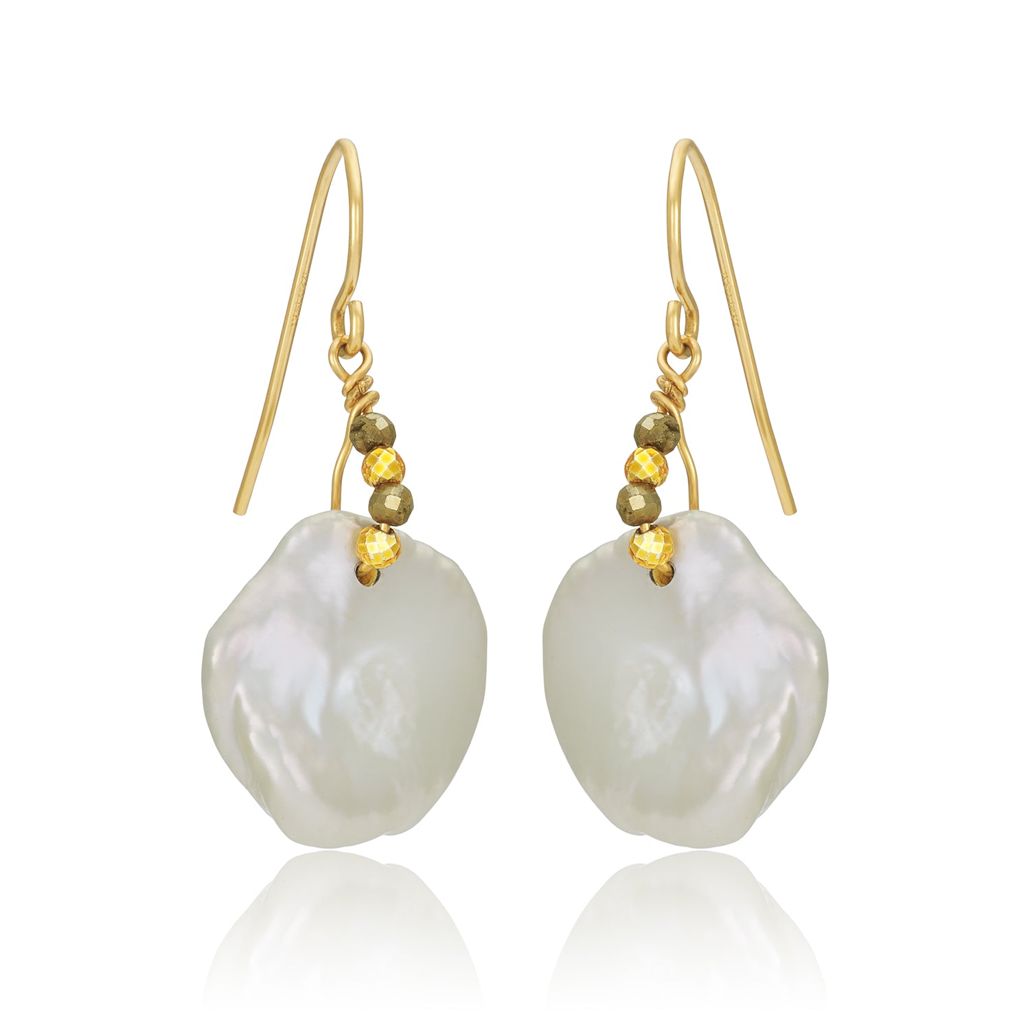 Keshi Pyrite Pearl Earrings