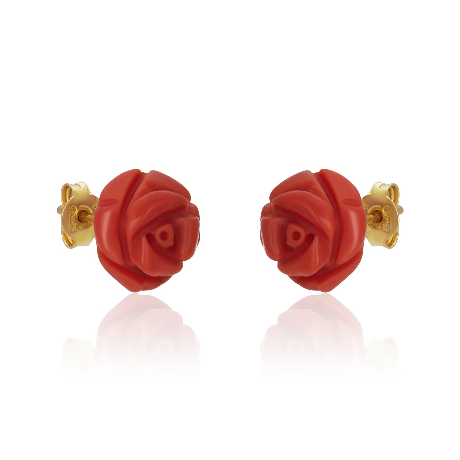 Rose Coral Gold Studs 18K