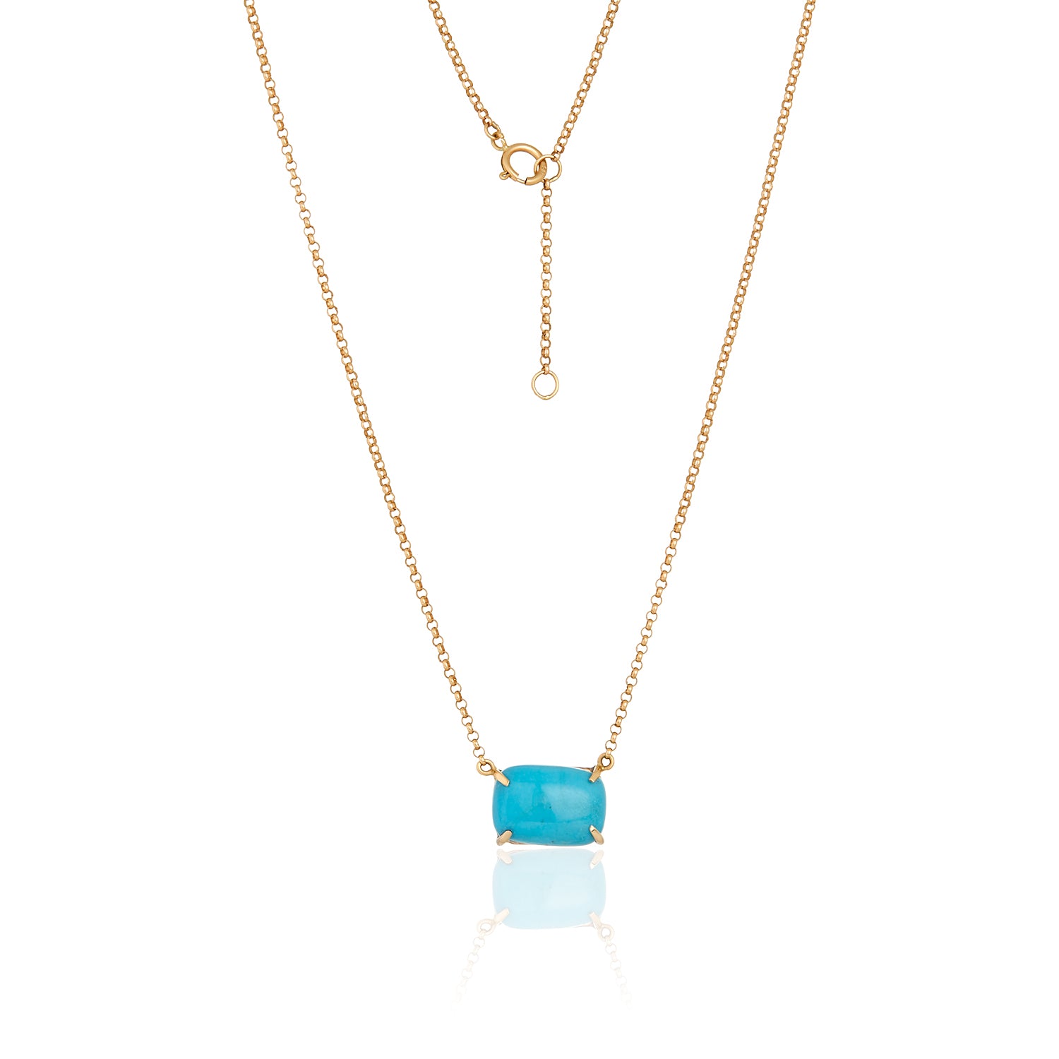 Rectangle Sleeping Beauty Pendant Necklace In 14K