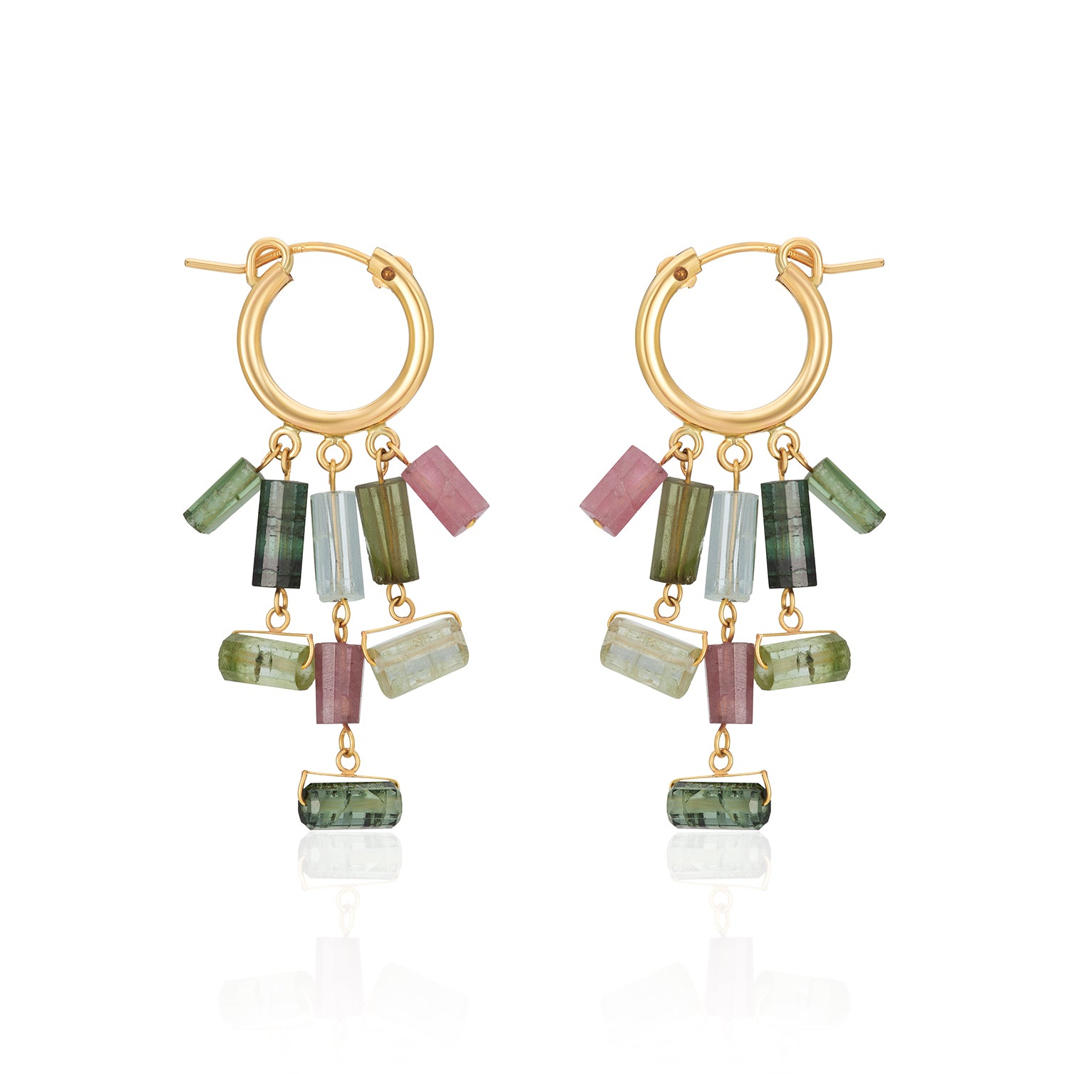 Tourmaline Tube Cluster Hoops