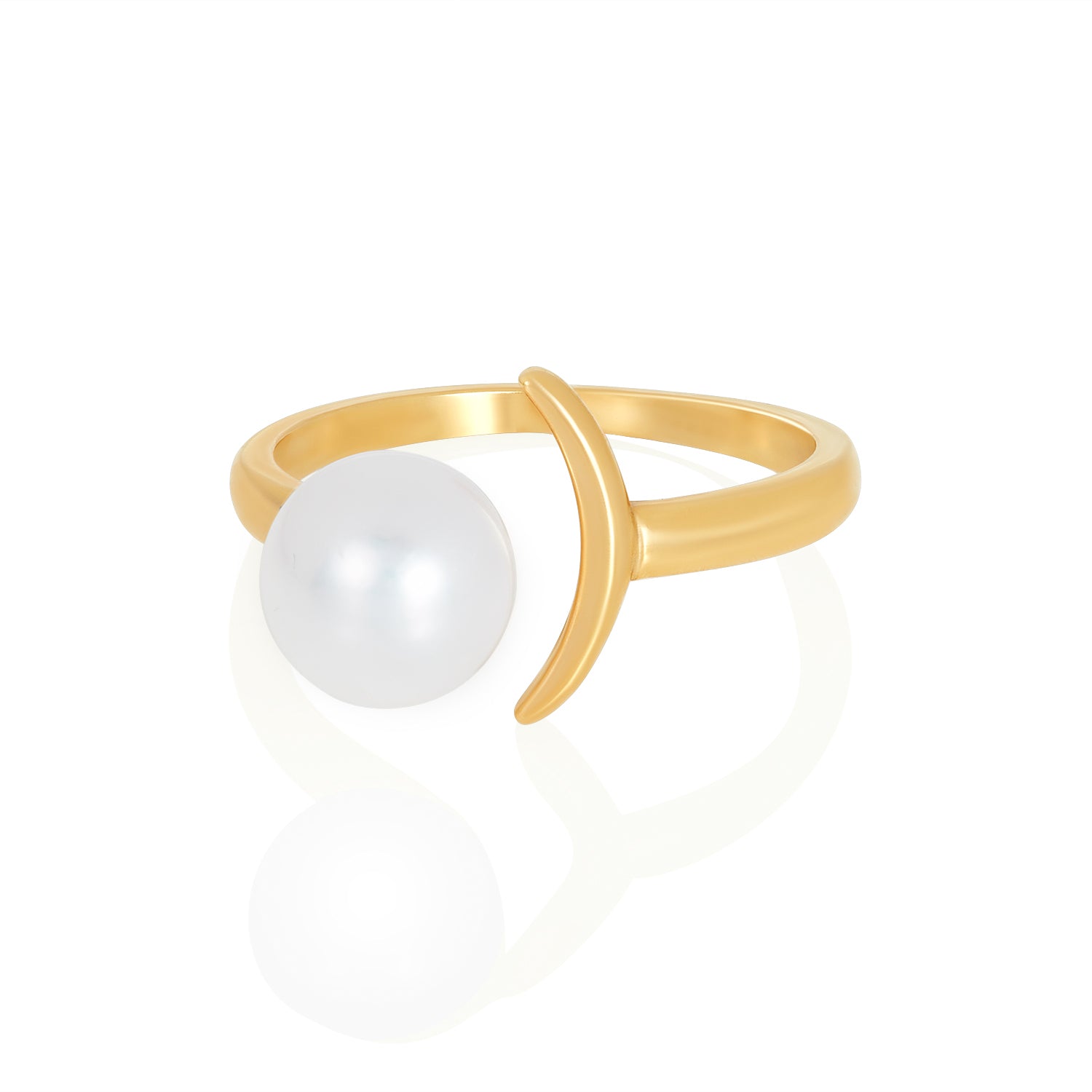 Crescent Moon Pearl Ring