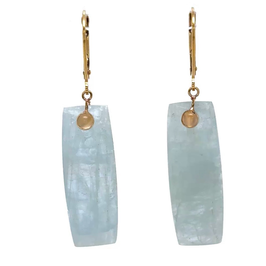 Long Gem Slice Drop Earrings