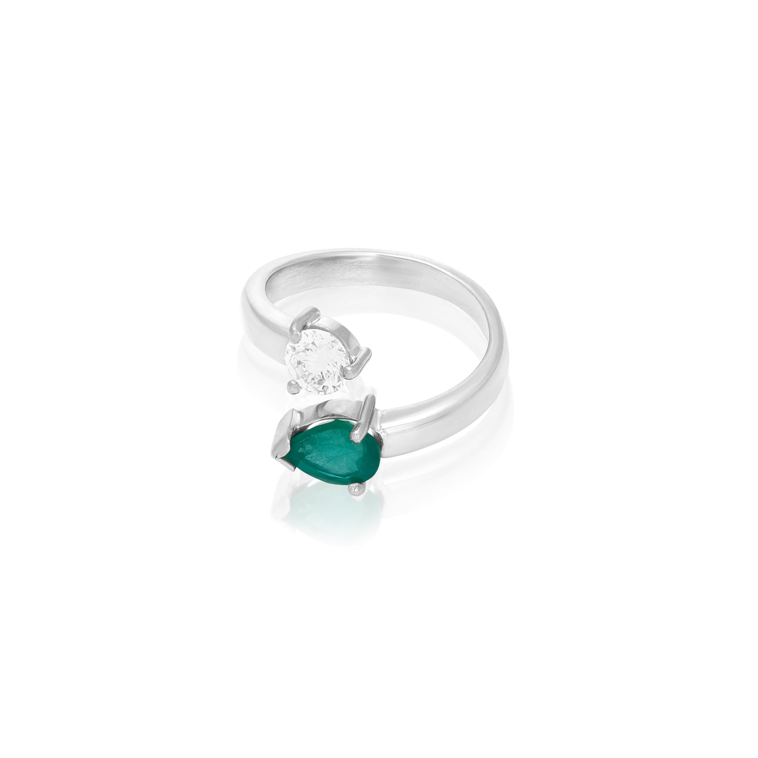 Emerald Lab-grown Diamond Open End Ring In 14k White Gold
