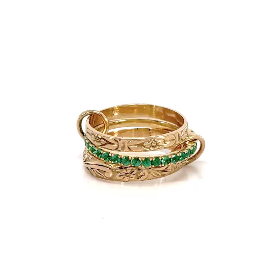 Trio Gold Three-Link Diamond Ring 14k - Emerald