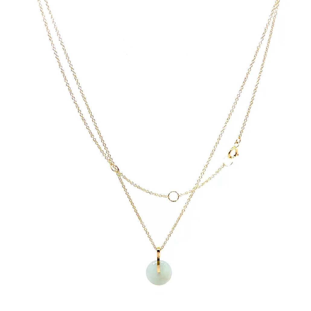 Jade Diamond Bail Necklace In 14K