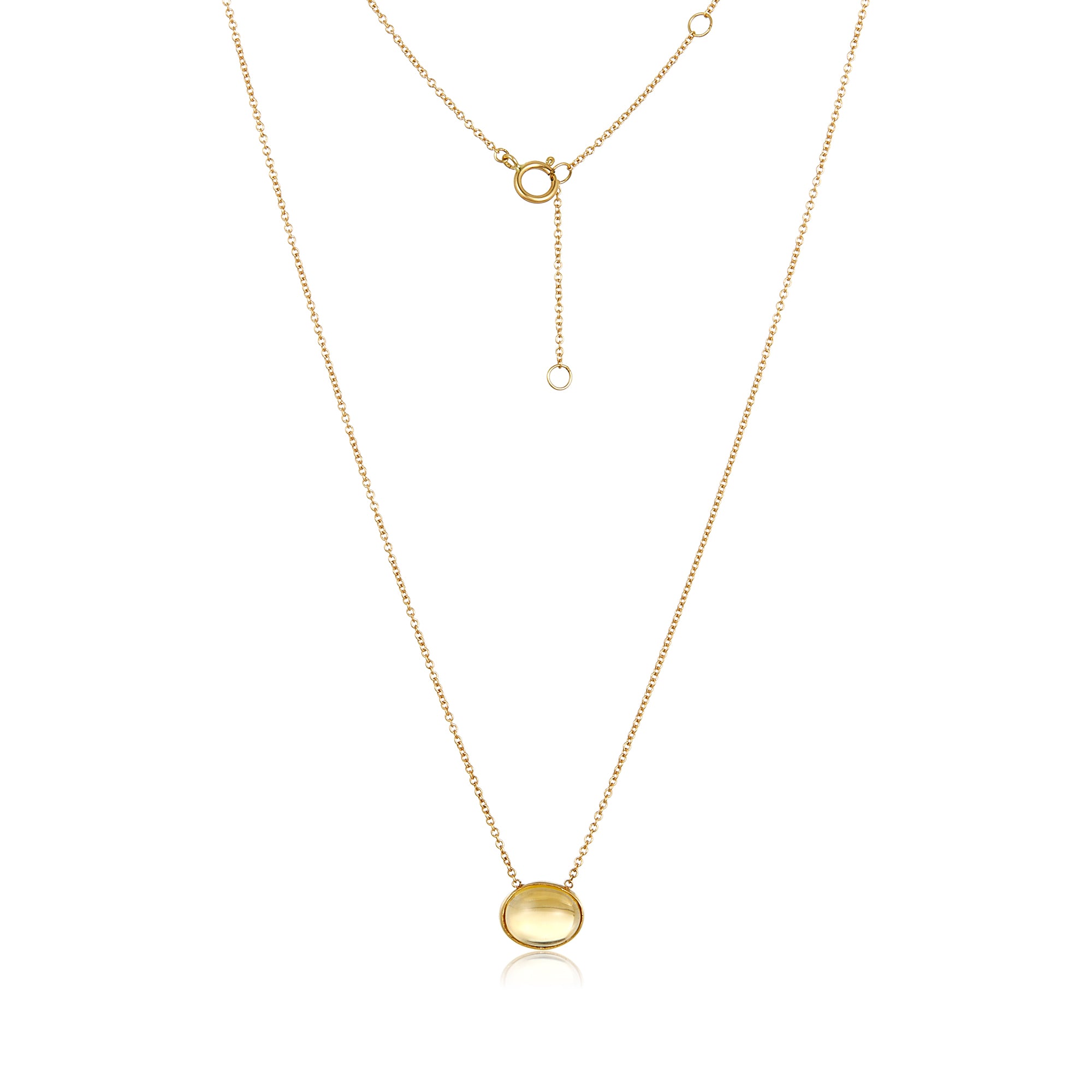 Oval Citrine Pendant Necklace In 14K