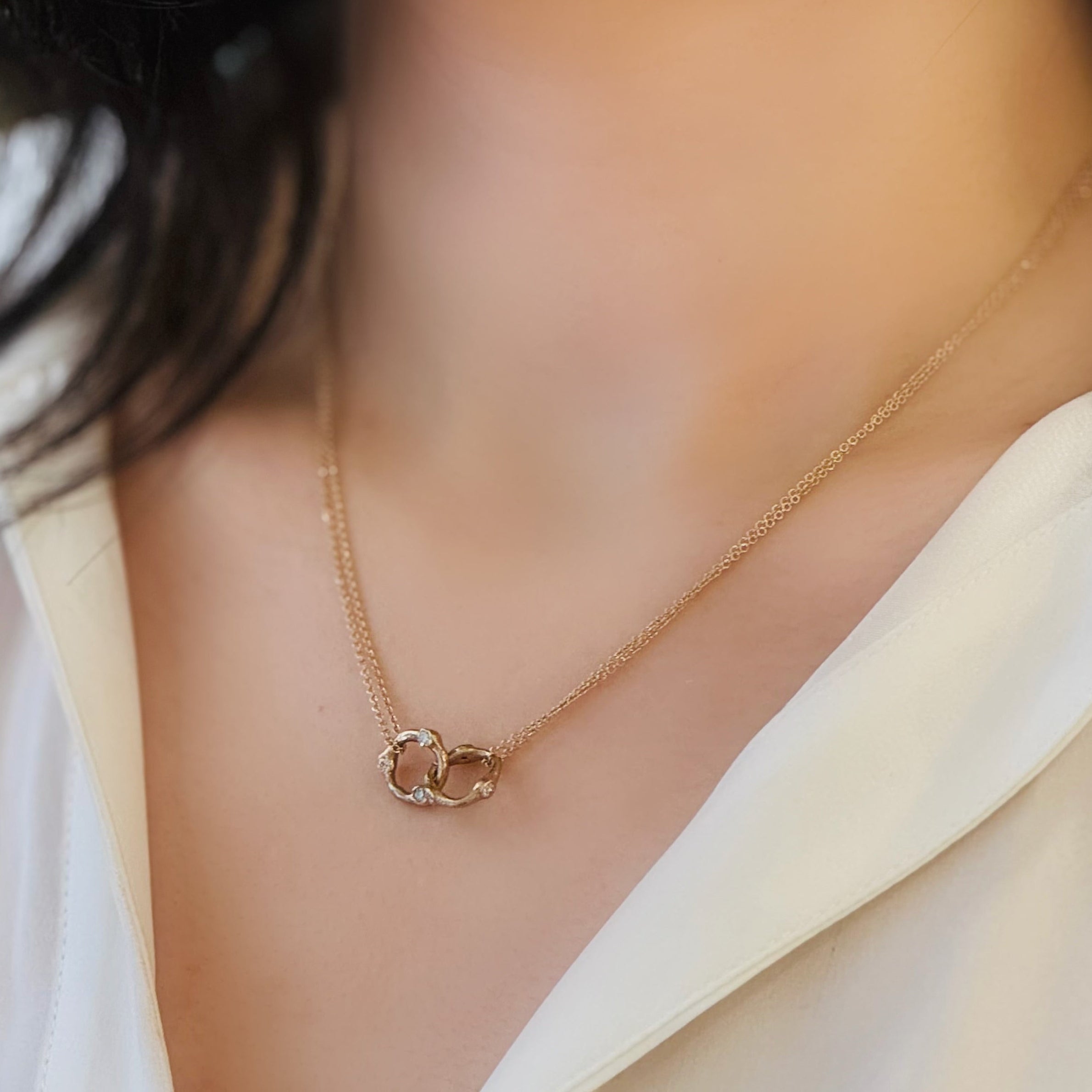 Diamond Interlock Pendant Necklace 14k