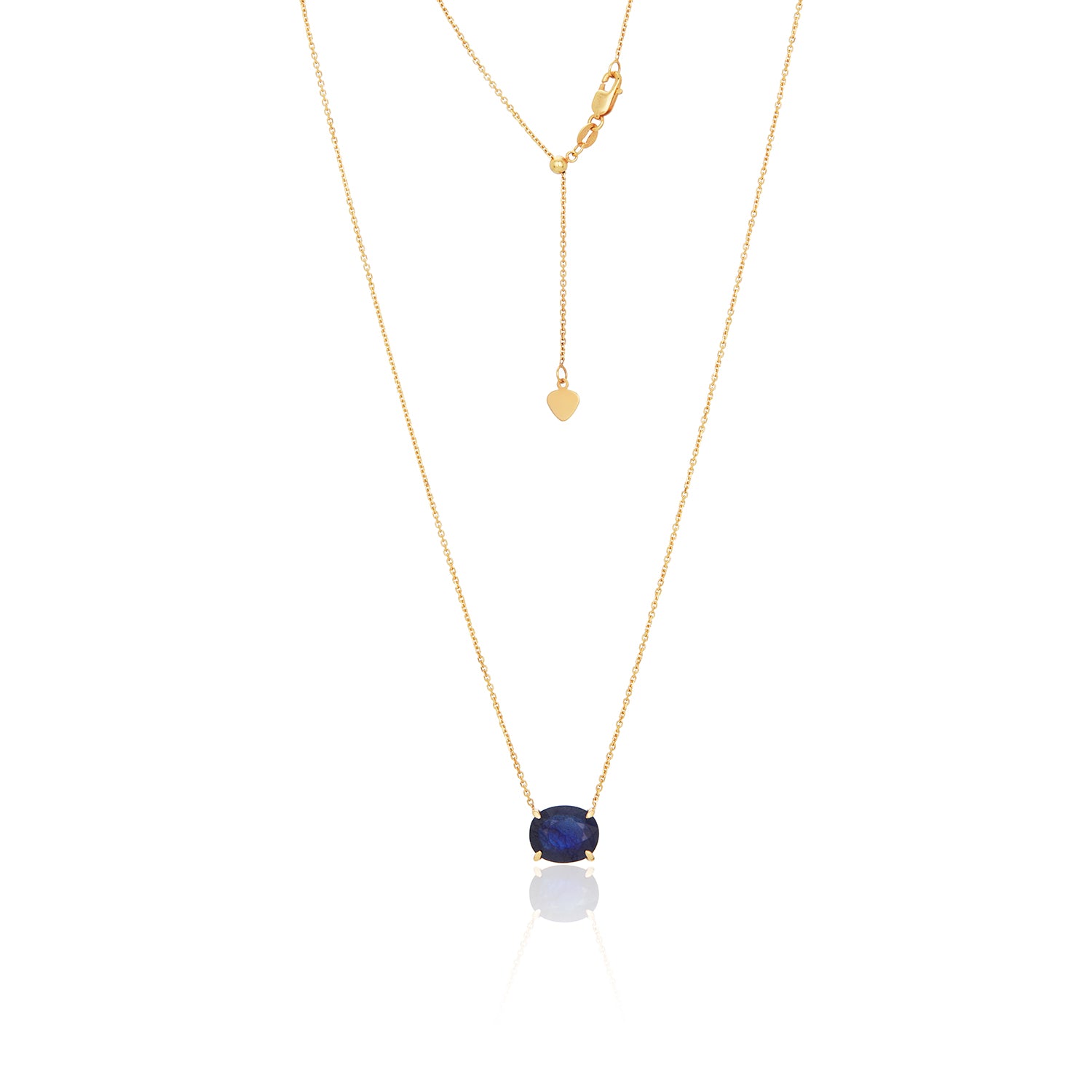 Oval Sapphire Pendant Necklace In 14K