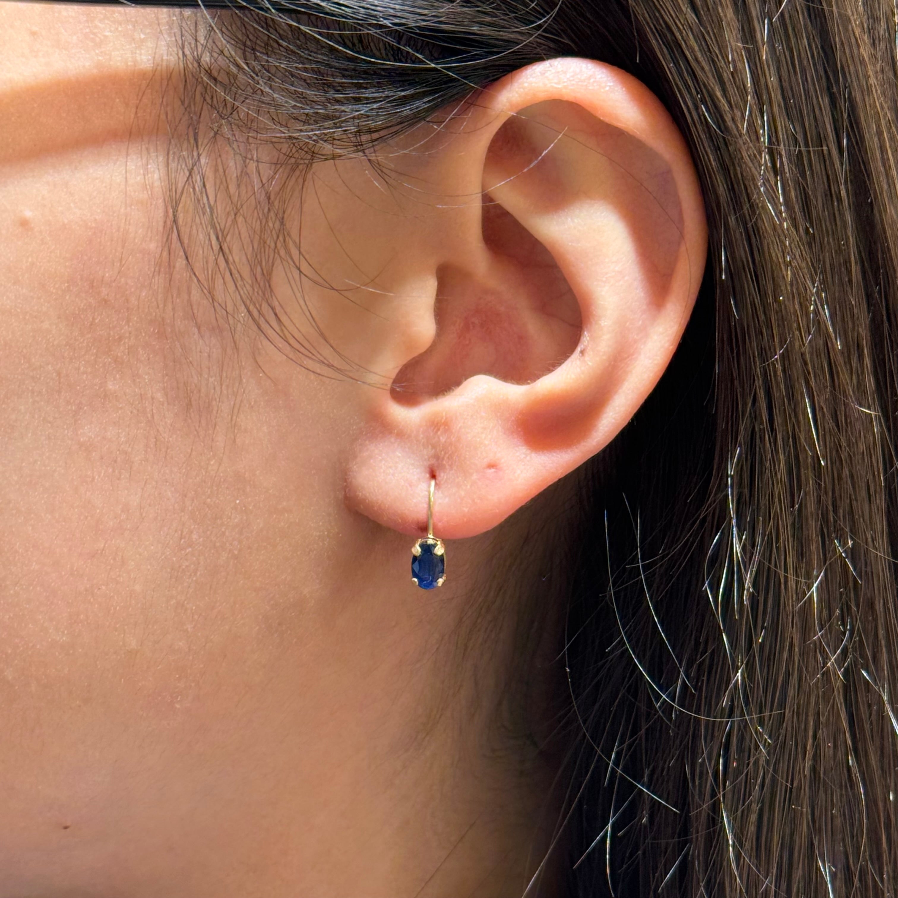 Sapphire Little Hoops Earrings in 14K