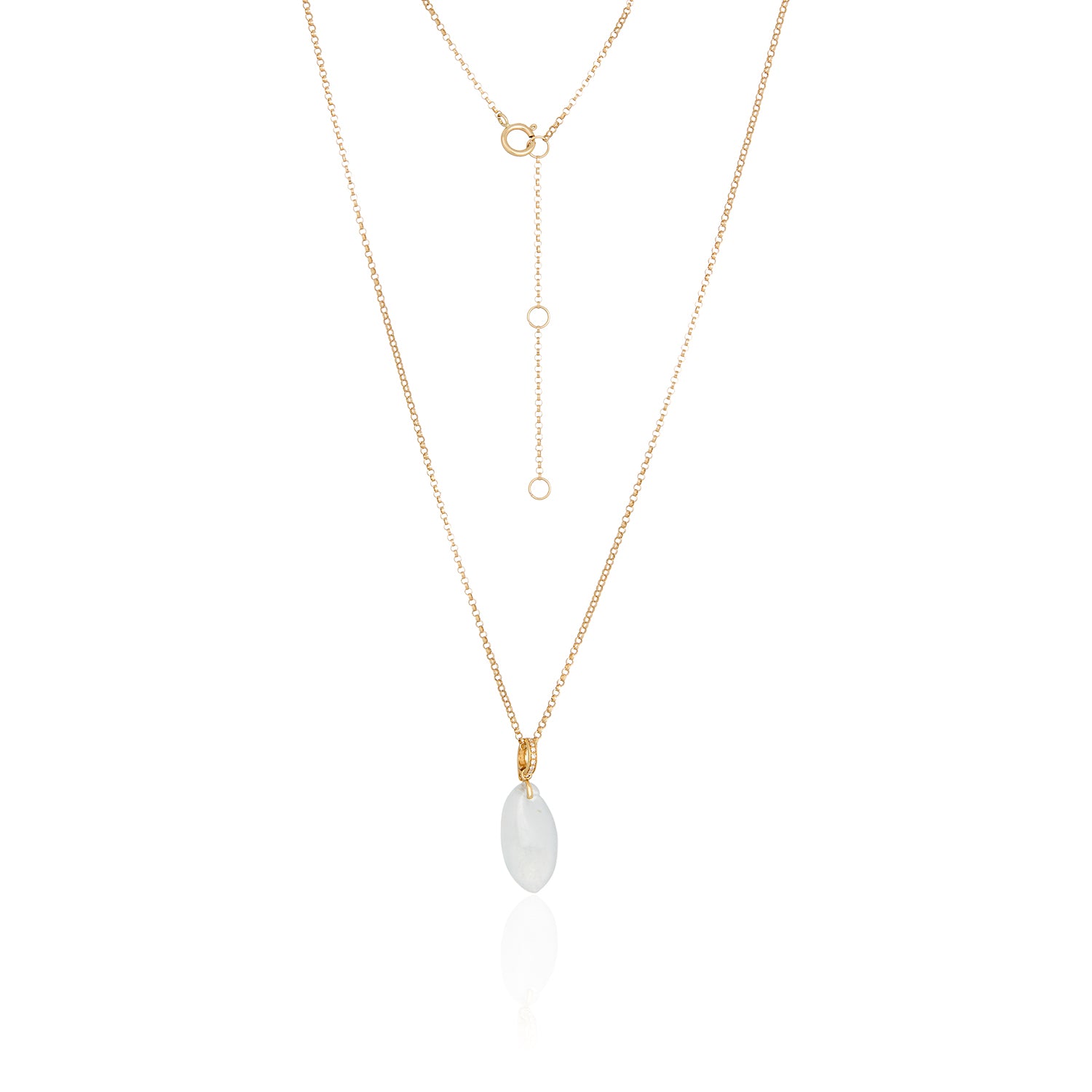 Marquise Jade Pendant Diamond Necklace In 14k