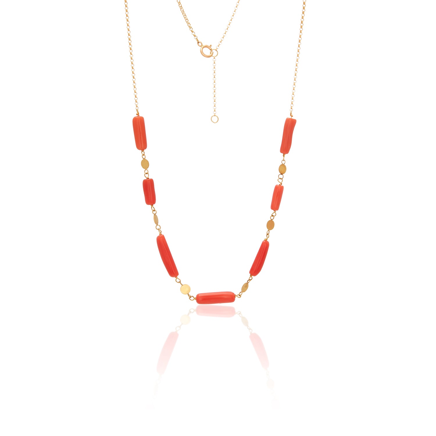 Coral Stick Necklace In 14K