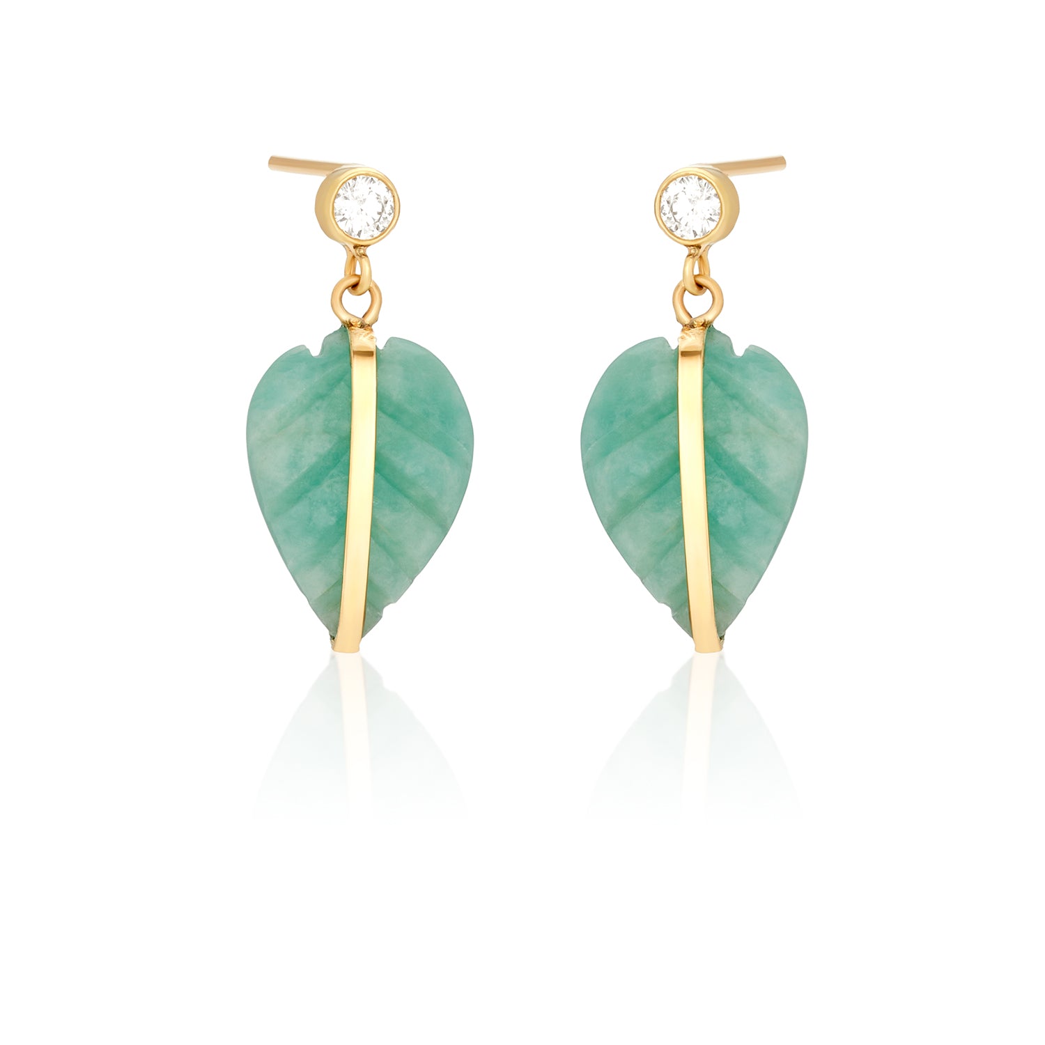 Kate Wired Aqua Leaf Lab Diamond Studs earrings 14k