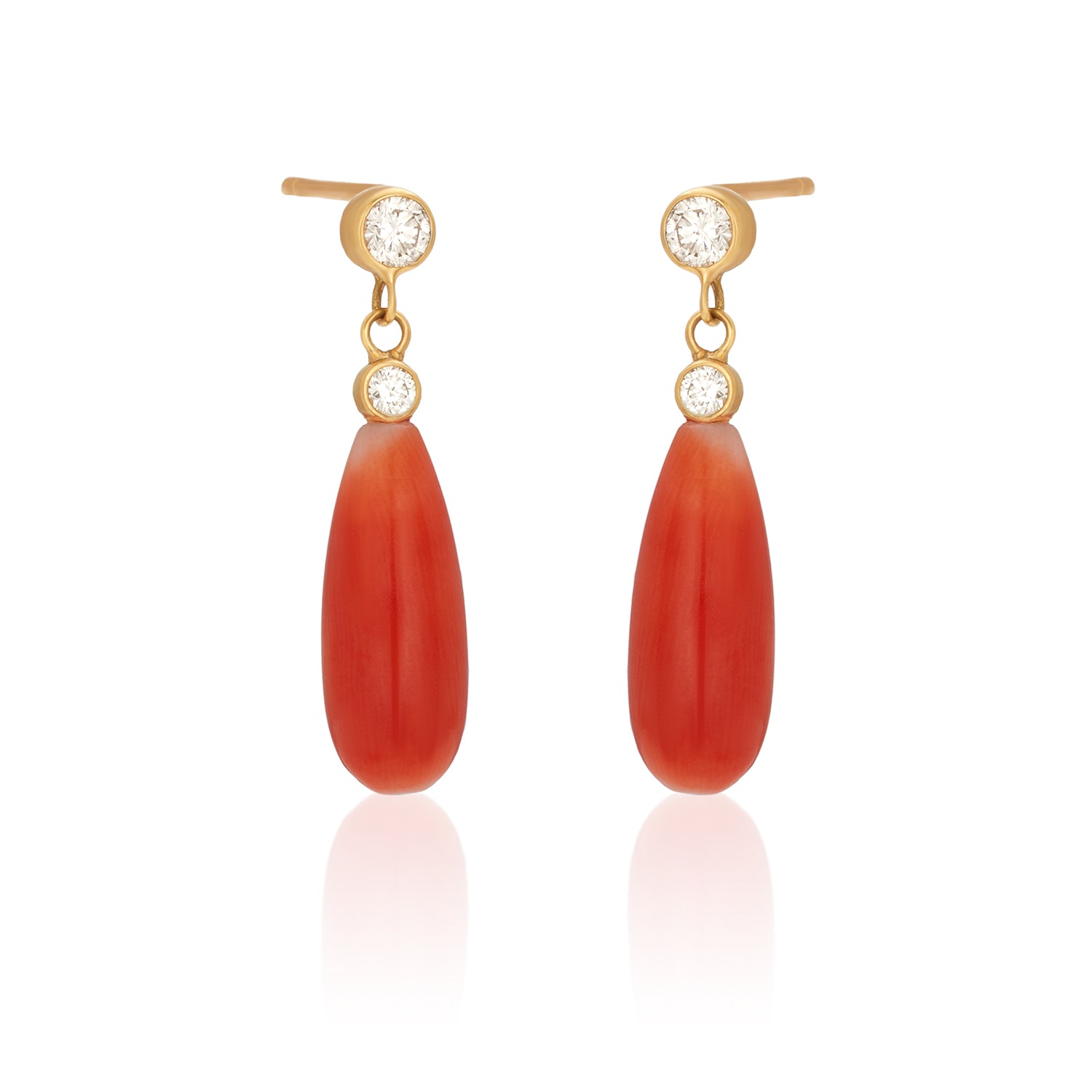 Lab Grown Diamond Coral Drop Studs Earrings In 14K