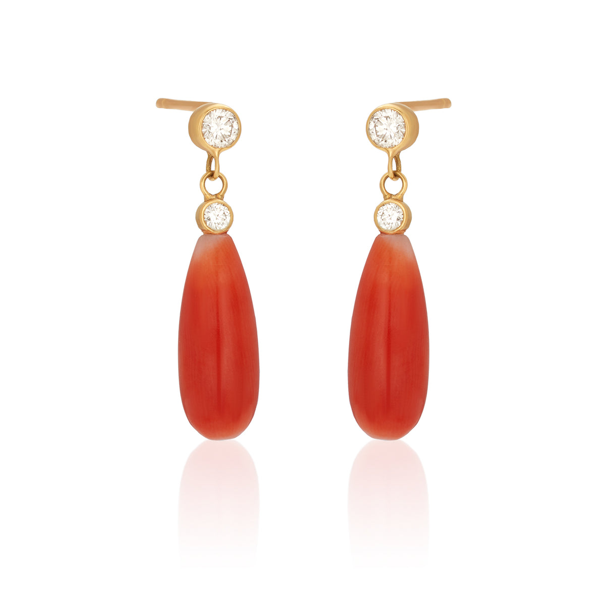 Lab Grown Diamond Coral Drop Studs Earrings In 14K