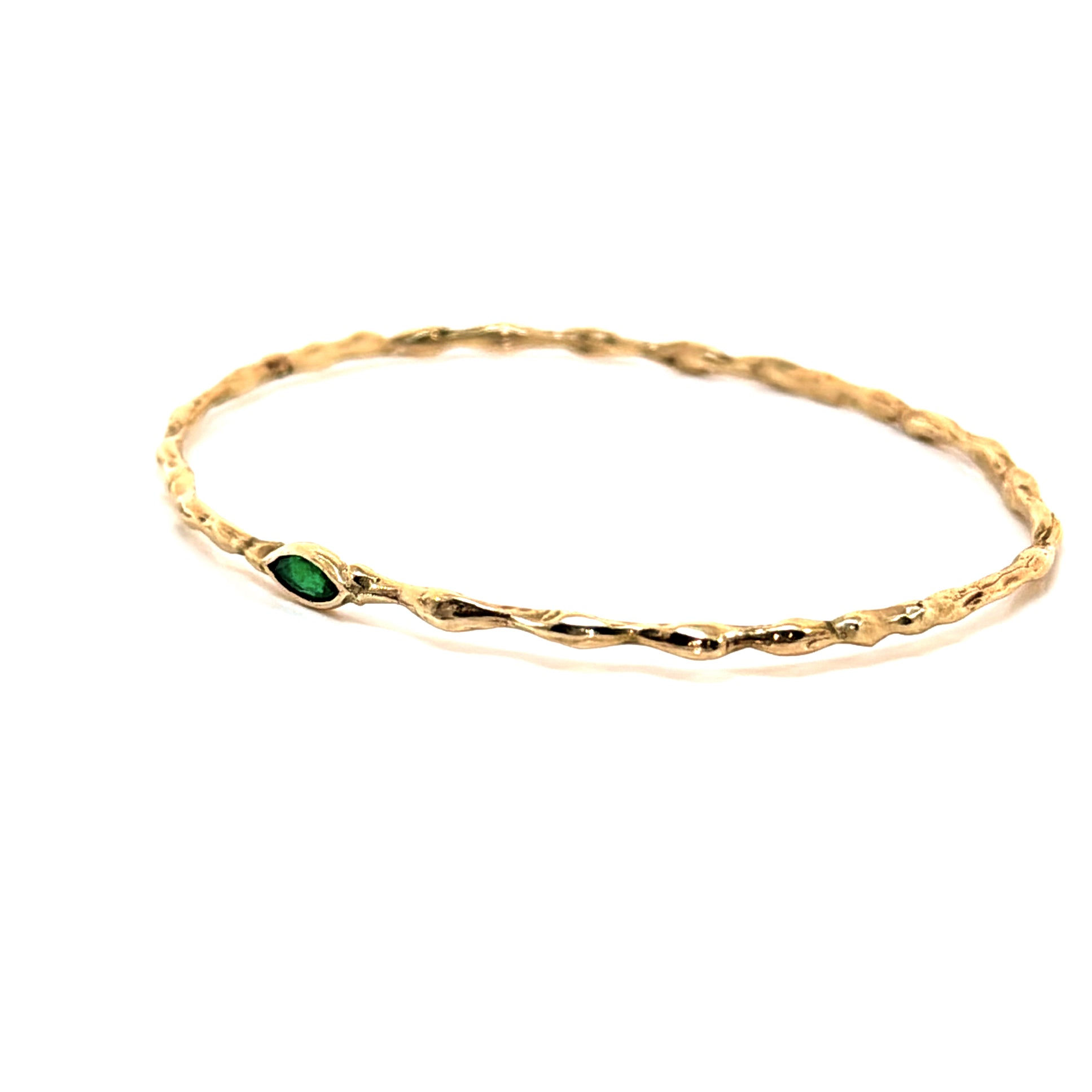 Emerald Peekaboo Bangle in 14k