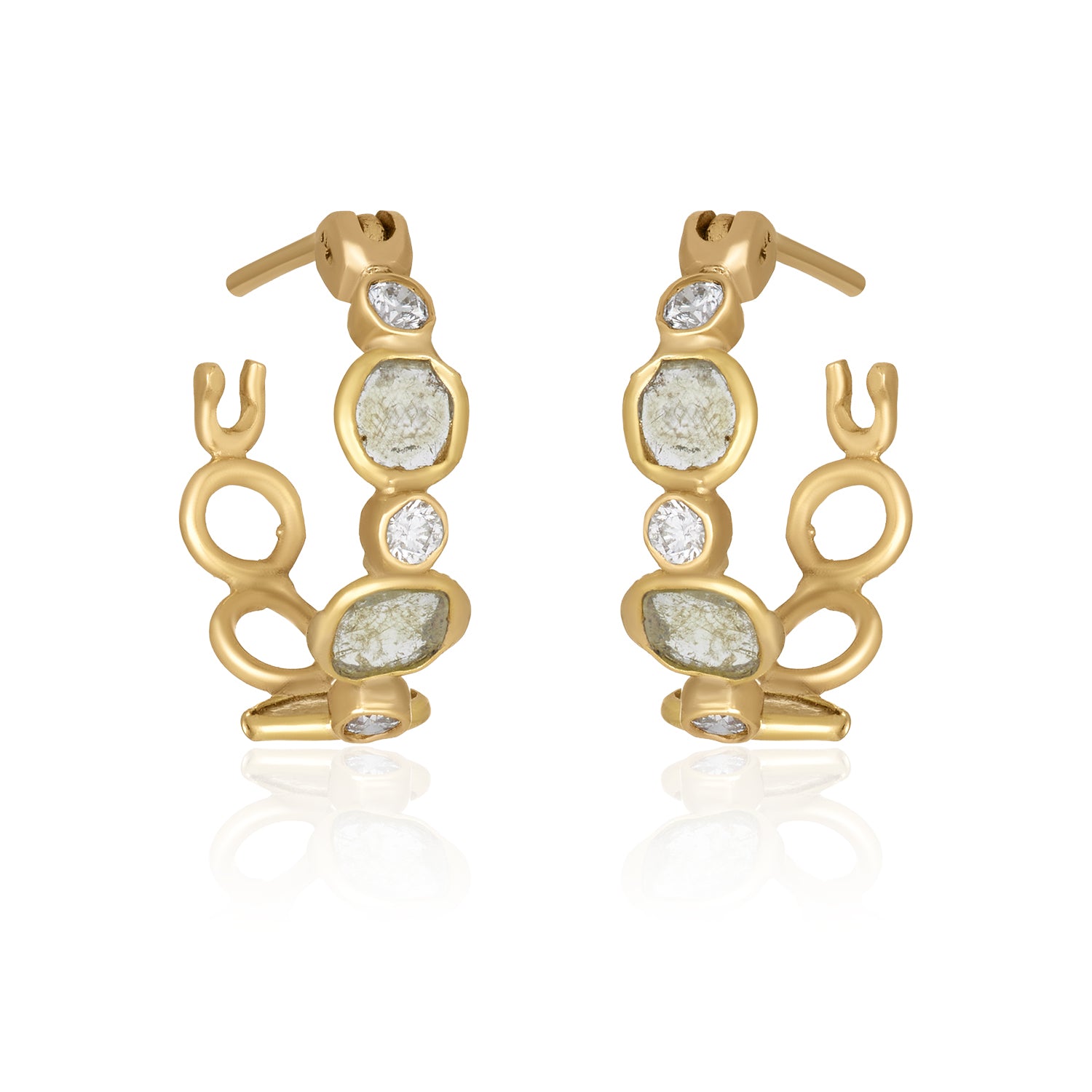 Slice Diamond Hoops In 14k